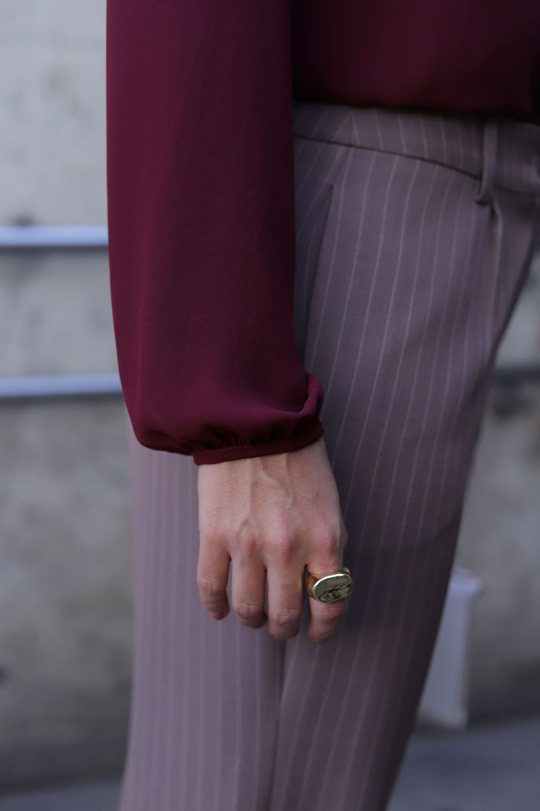 Calça Pantalona Risca De Giz Bolsos - Doce Flor