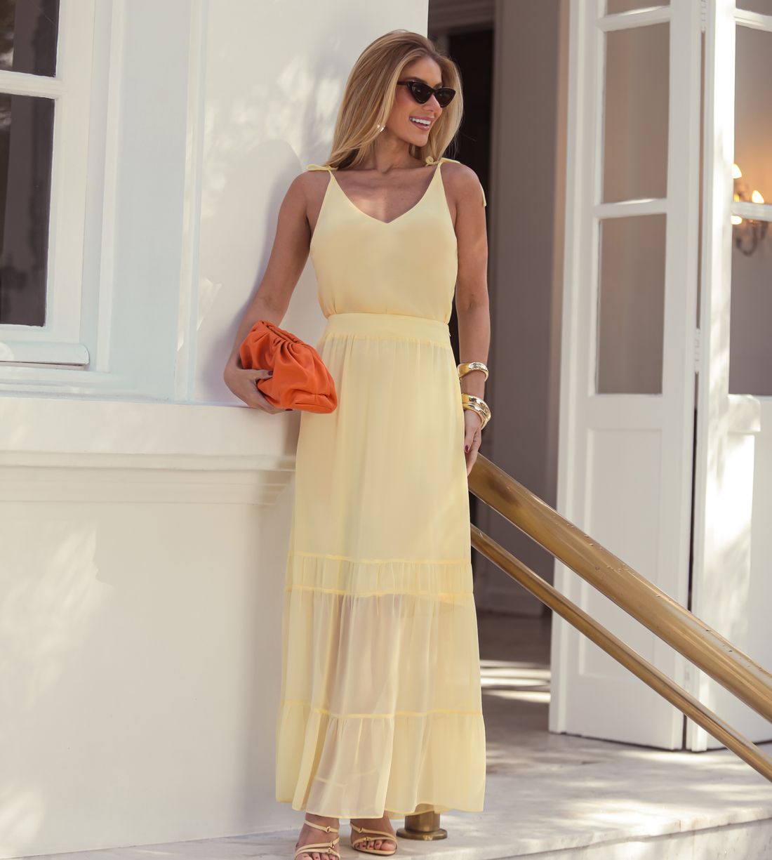 Conjunto Regata e Saia Longa Chiffon - Donna Ritz Conjunto Regata e Saia Longa Chiffon - Donna Ritz