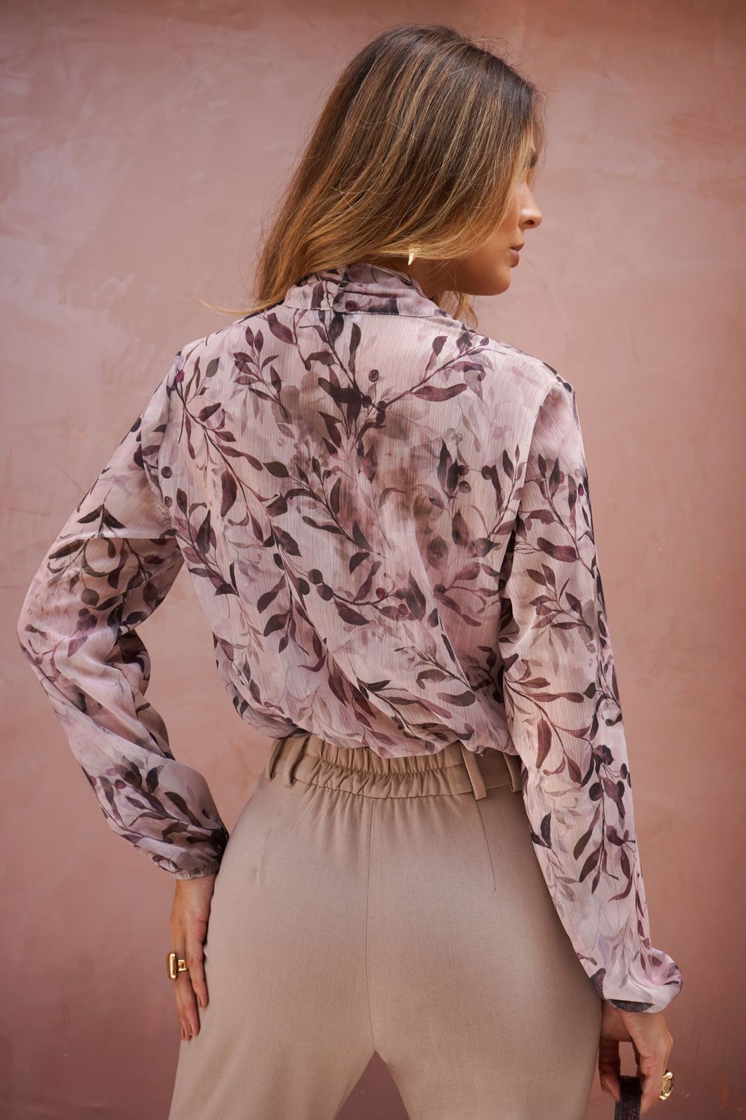 Camisa Laço Estampa Floral - Donna Ritz