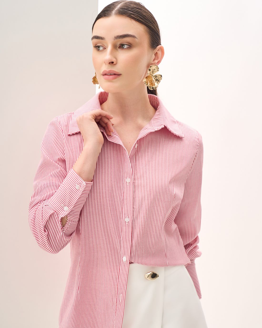 Camisa Listrada com Lenço - Milalai Camisa Listrada com Lenço - Milalai