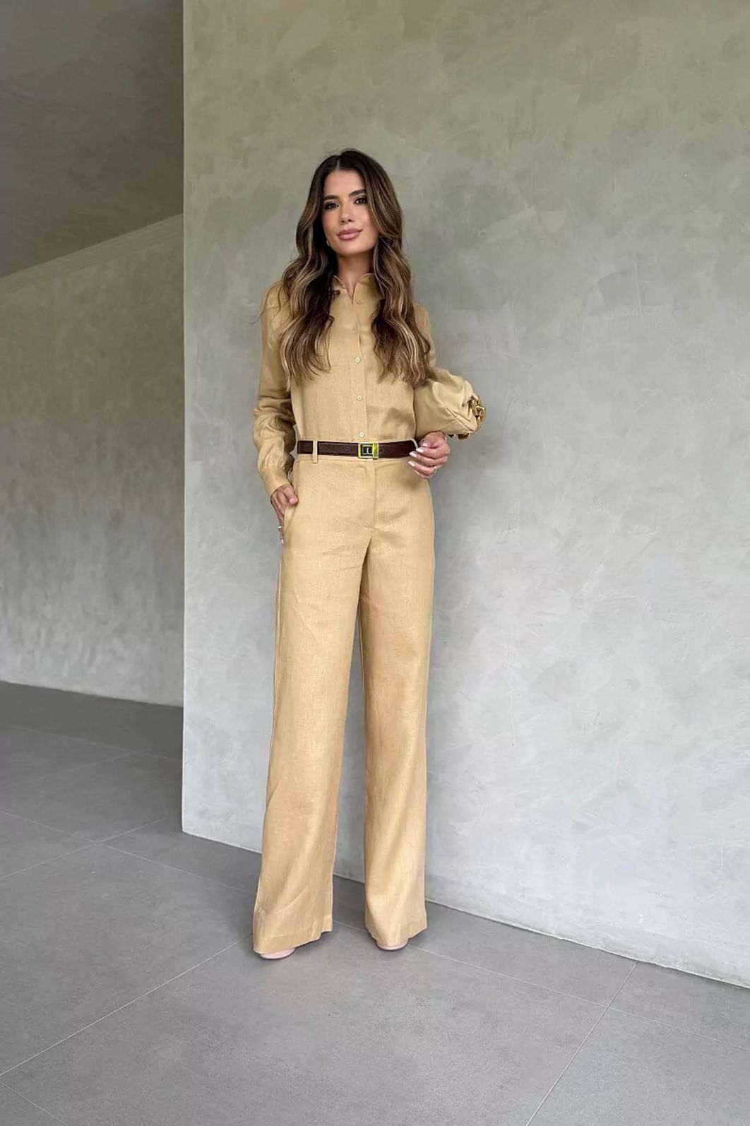 Calça Reta 100% Linho Natural - Doce Flor