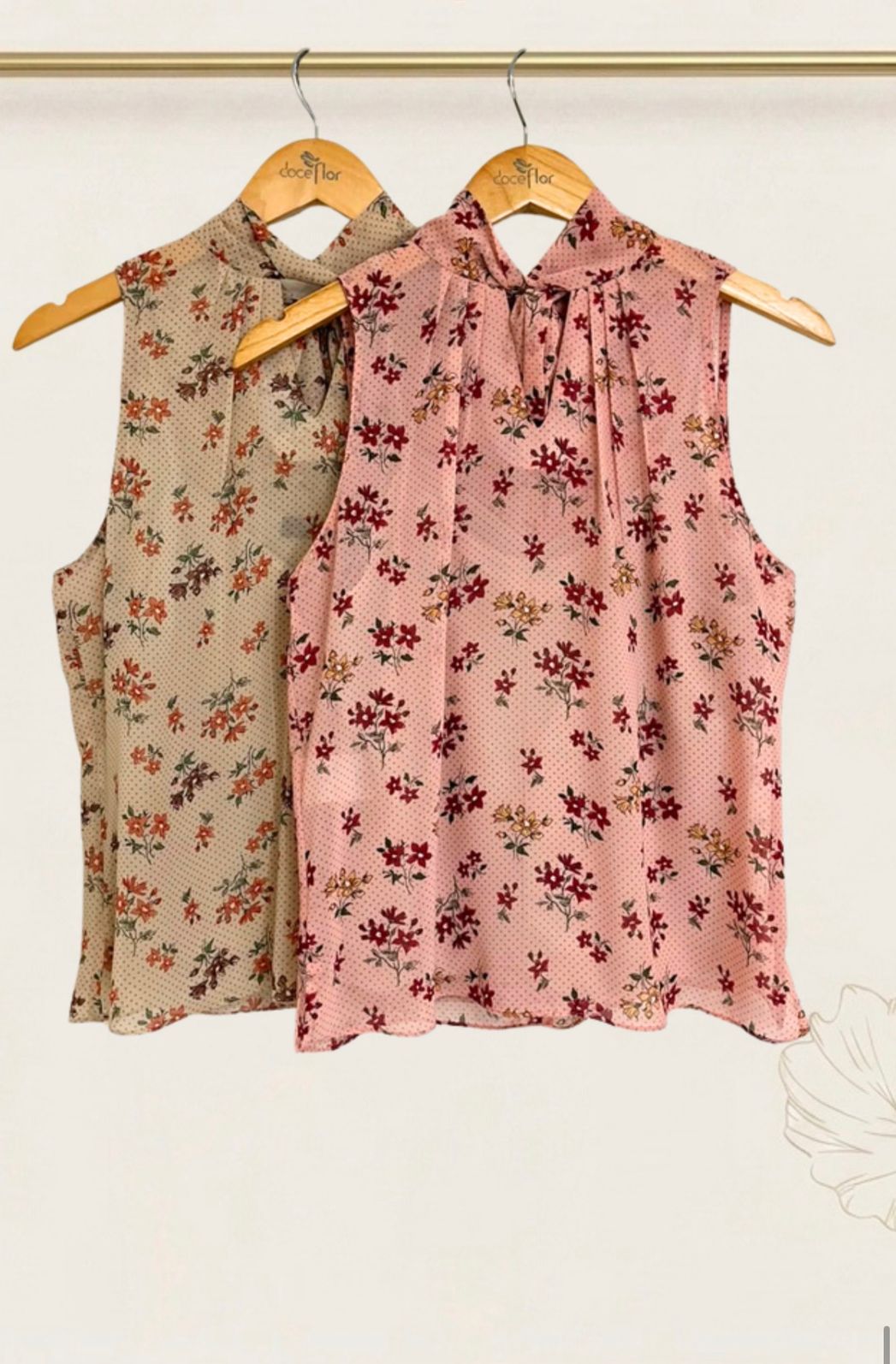 Regata Gola Laço Estampa Floral - Doce Flor