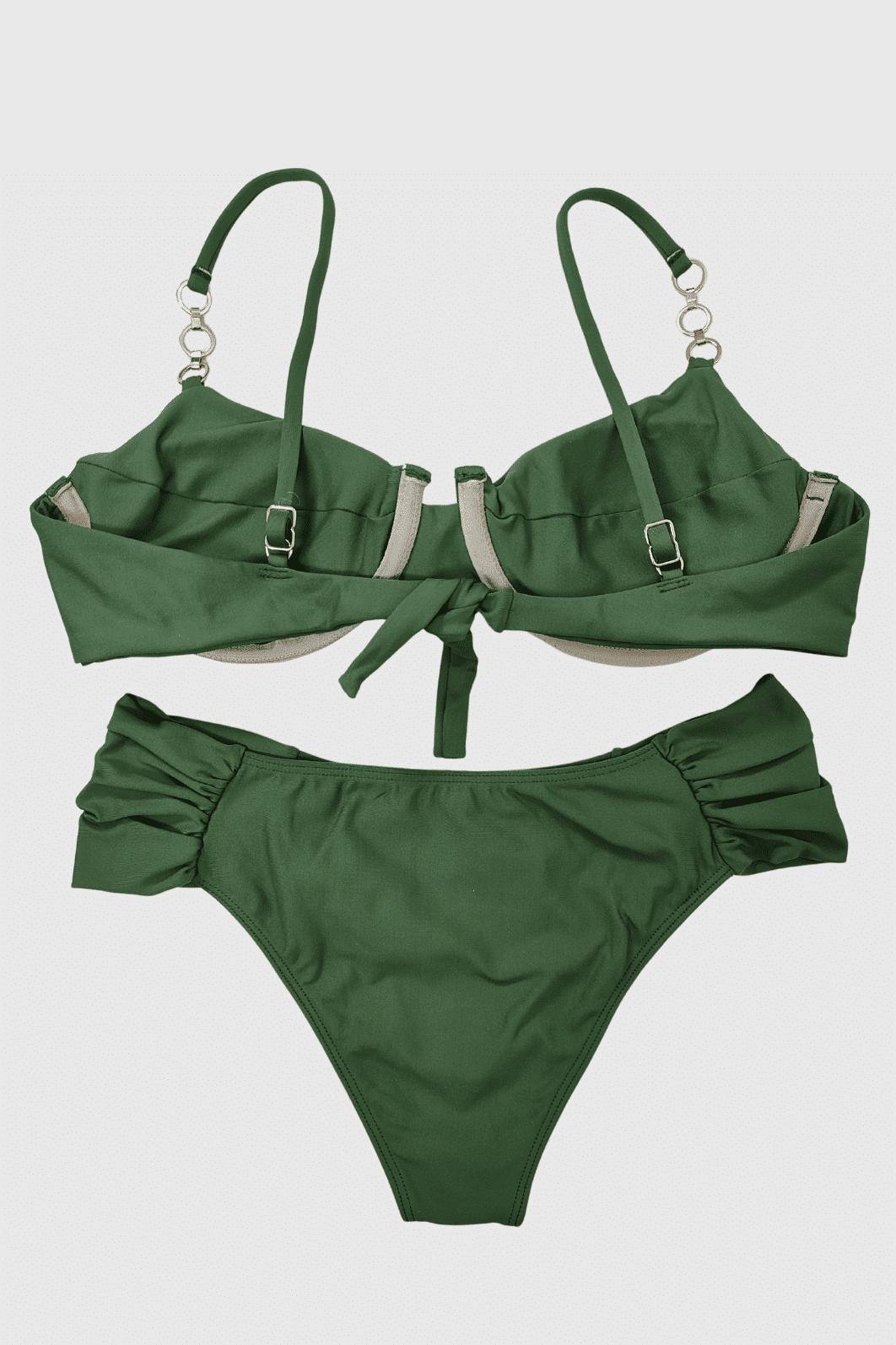 CONJUNTO BIQUÍNI | MEIA TAÇA MÔNACO ARGOLA + BORBOLETA VERDE MILITAR
