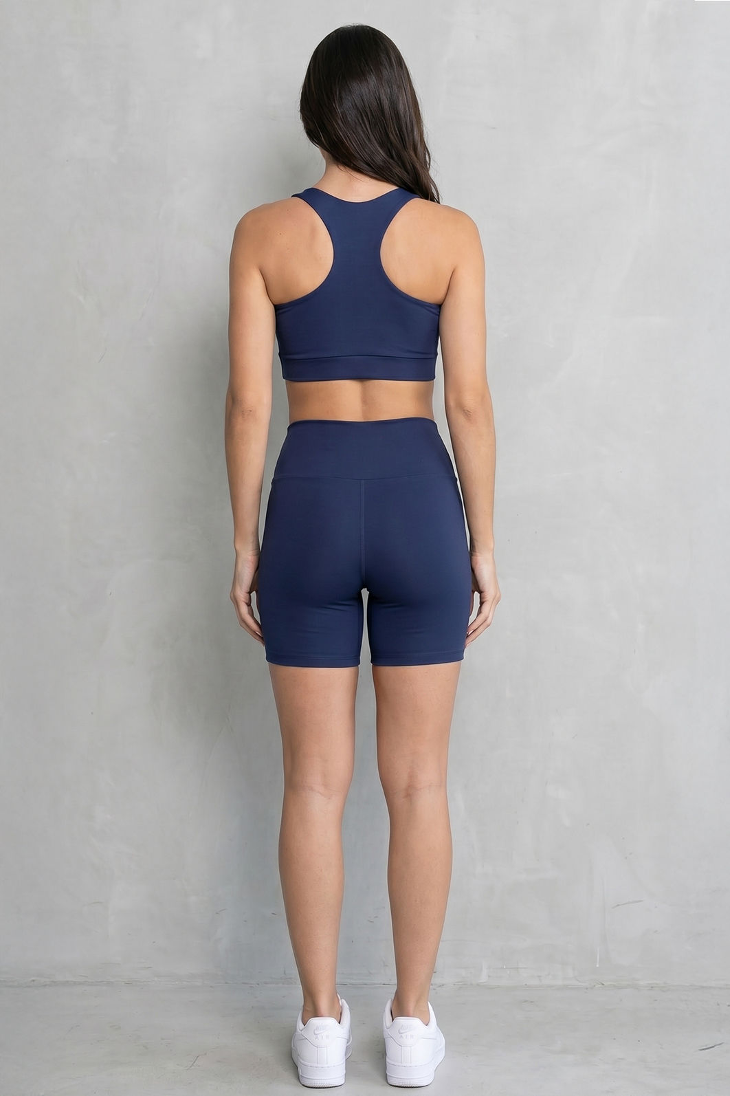 CONJUNTO FITNESS FEMININO TOP E SHORT AZUL MARINHO BENDITO FAROL