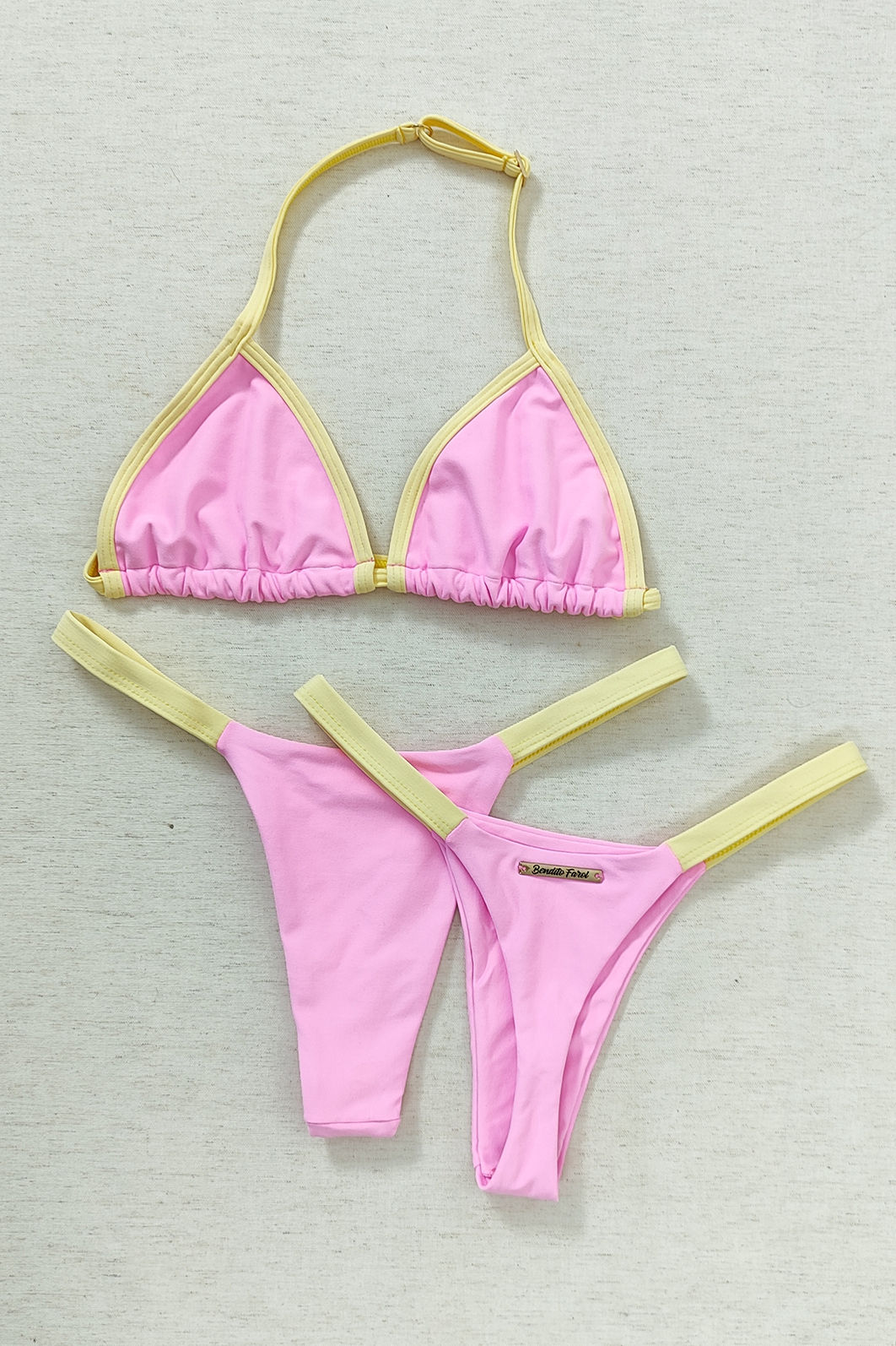 CONJUNTO MARQUINHA BABY | TOP VIES + CALCINHA BABY FIO ROSA E AMARELO MANTEIGA CONJUNTO MARQUINHA BABY | TOP VIES + CALCINHA BABY FIO ROSA E AMARELO MANTEIGA