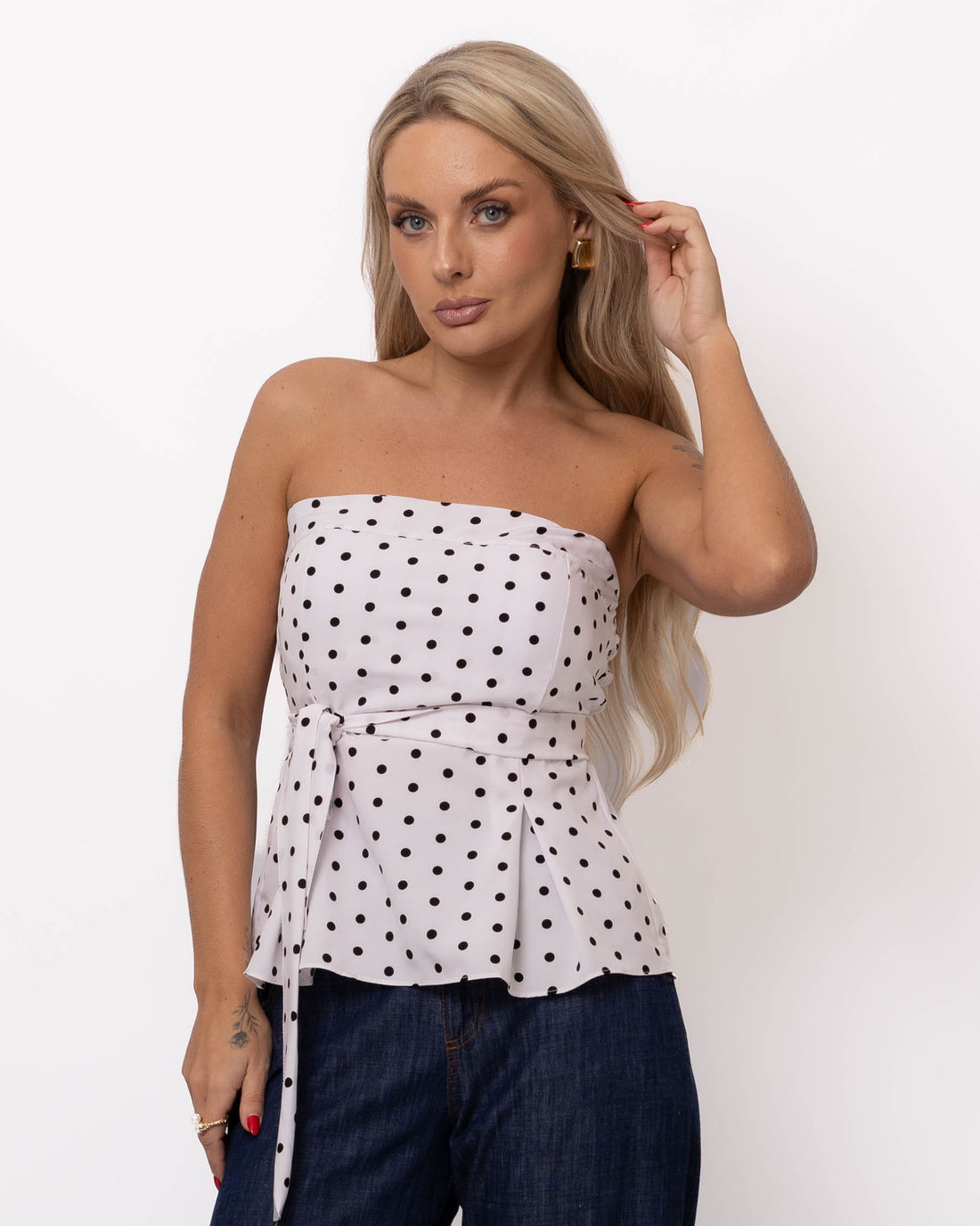 BLUSA TOMARA QUE CAIA CASSIANE - BRANCO C/ POA BLUSA TOMARA QUE CAIA CASSIANE - BRANCO C/ POA
