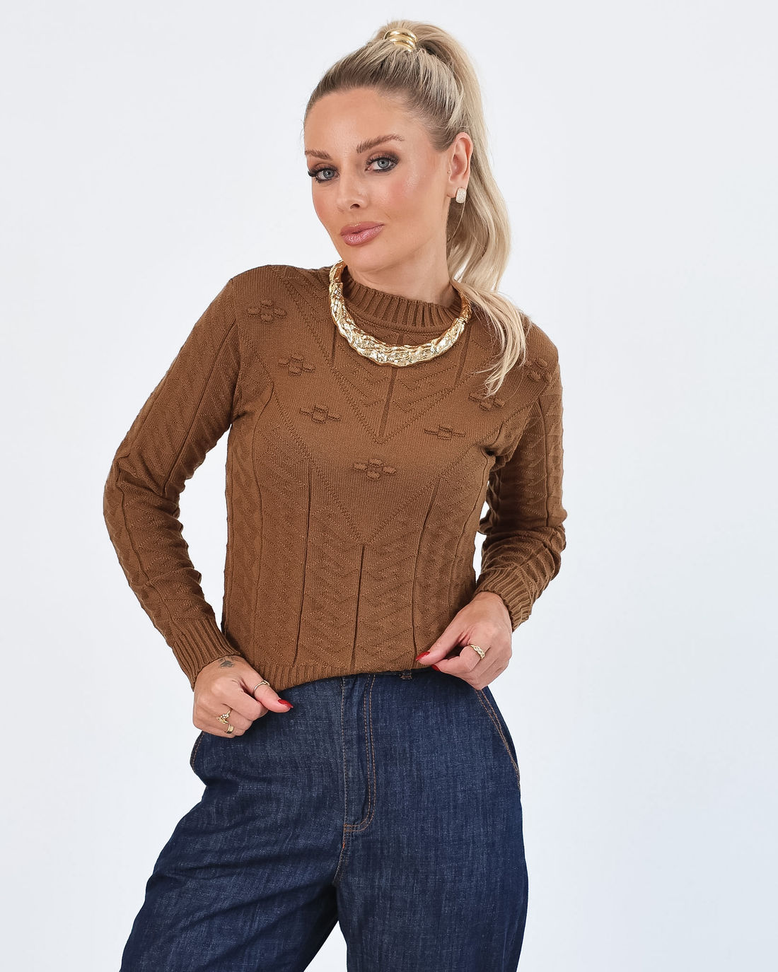 BLUSA MANGA LONGA MODAL LARISSA - CARAMELO BLUSA MANGA LONGA MODAL LARISSA - CARAMELO