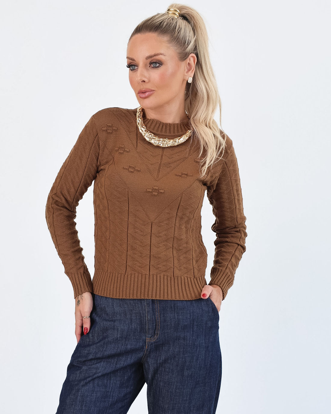 BLUSA MANGA LONGA MODAL LARISSA - CARAMELO BLUSA MANGA LONGA MODAL LARISSA - CARAMELO
