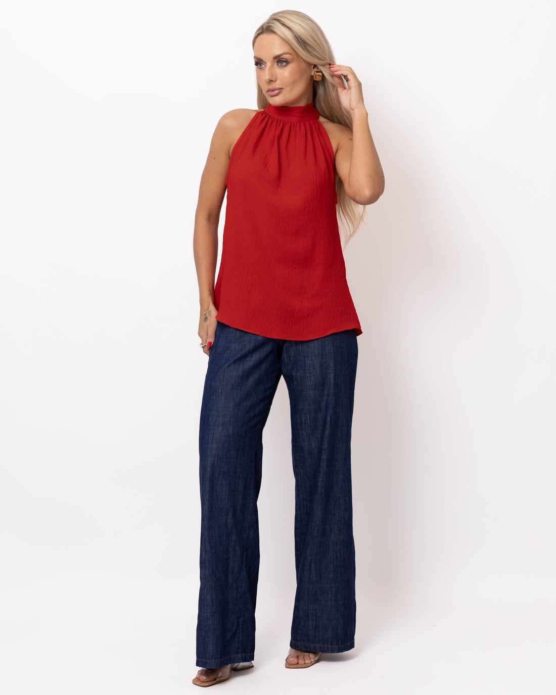 CALÇA PANTALONA ALFAIATARIA JEANS GLEICE CALÇA PANTALONA ALFAIATARIA JEANS GLEICE