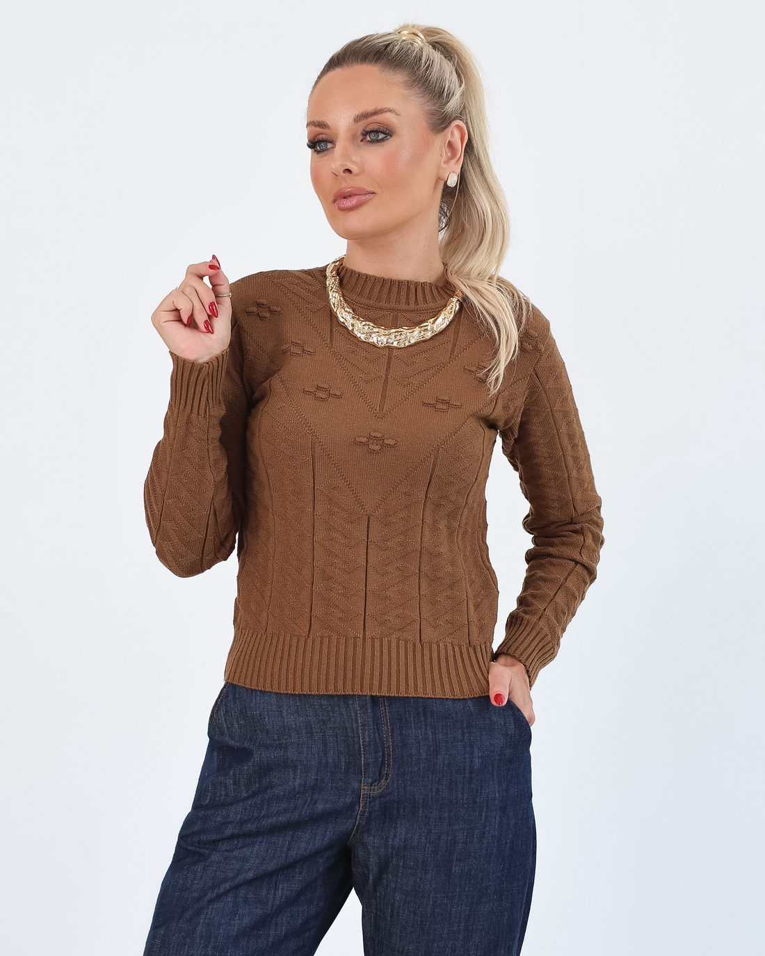 BLUSA MANGA LONGA MODAL LARISSA - CARAMELO BLUSA MANGA LONGA MODAL LARISSA - CARAMELO