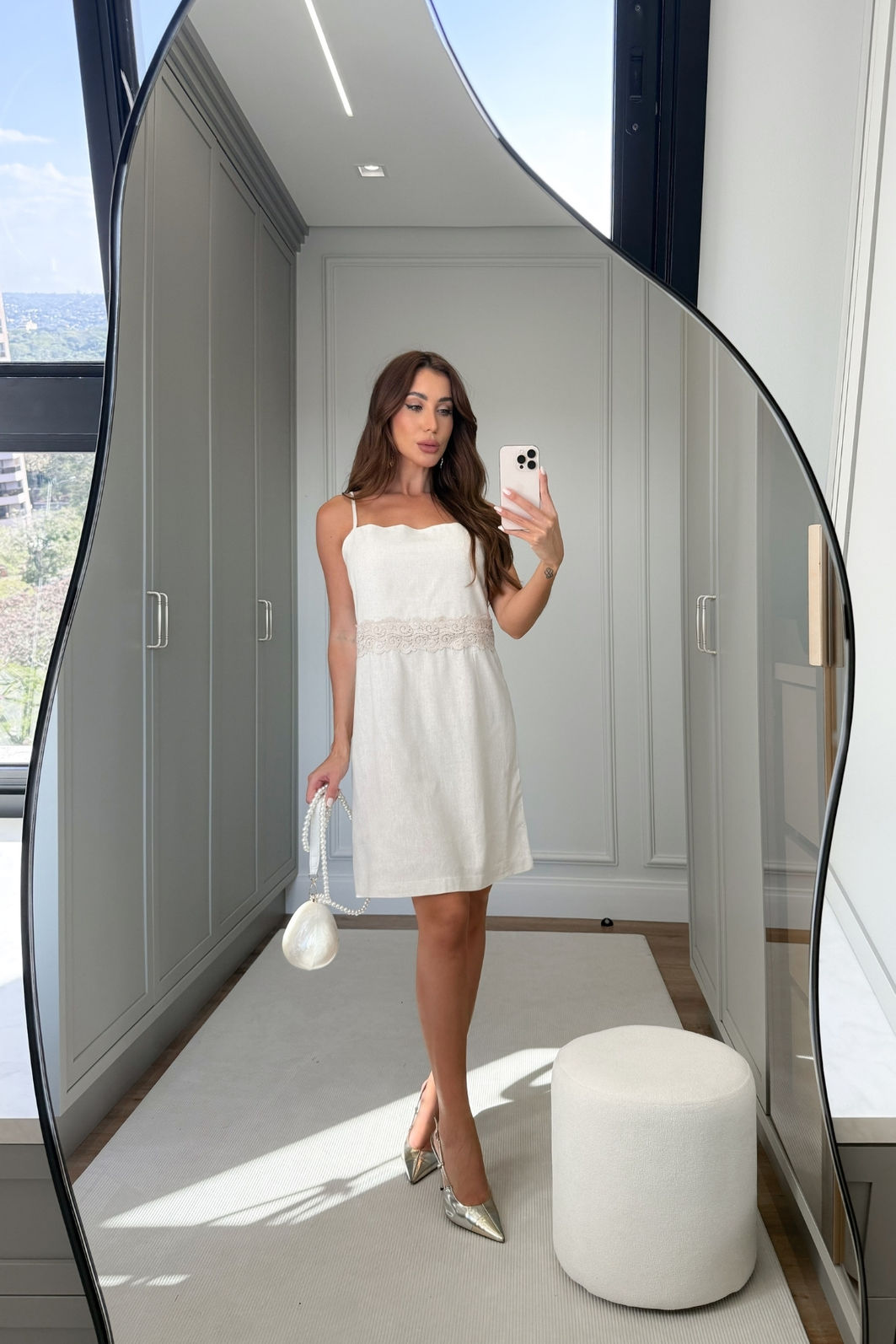 Vestido de Linho com Renda 3 Cores Vestido de Linho com Renda 3 Cores