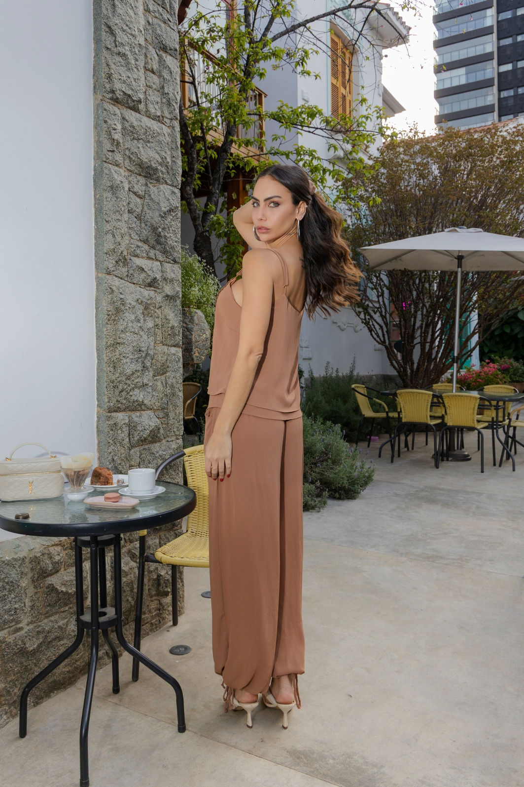 Blusa de Alça com Renda Chiffon Forrada 3 Cores