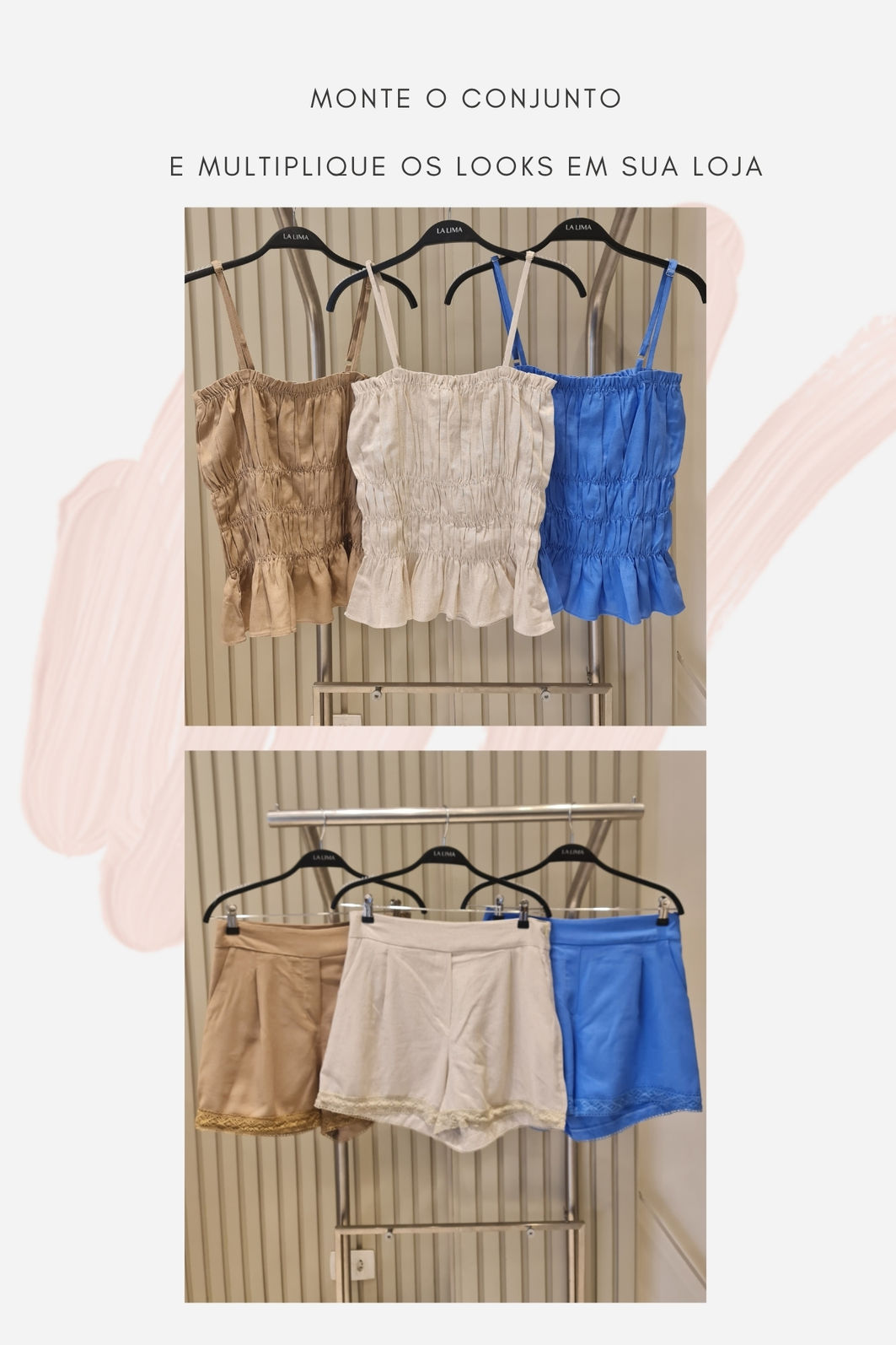 Blusa Drapeada de Linho Alças 3 Cores Blusa Drapeada de Linho Alças 3 Cores