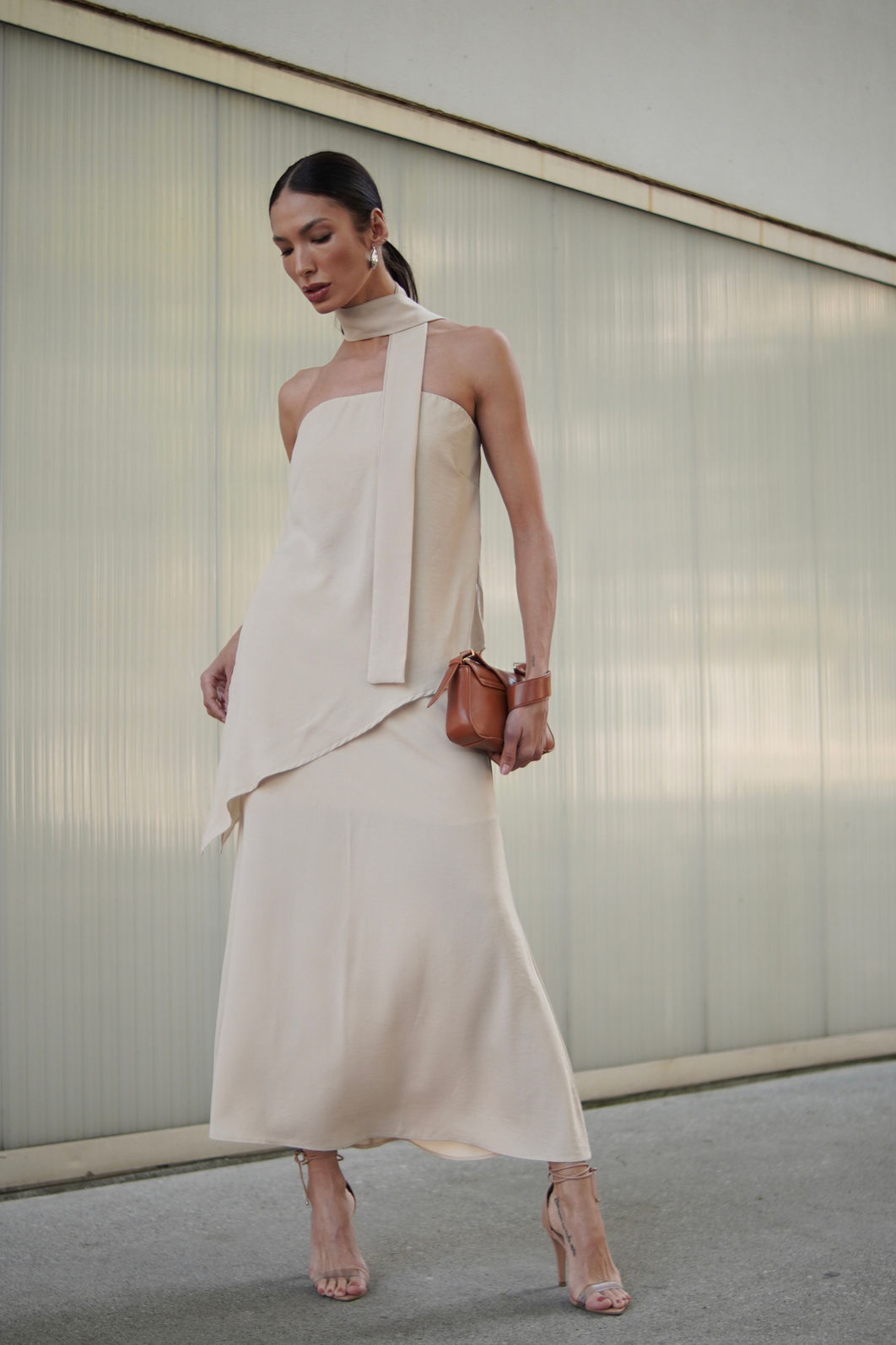 Saia Crepe Grosso Longa Evasê 3 Cores