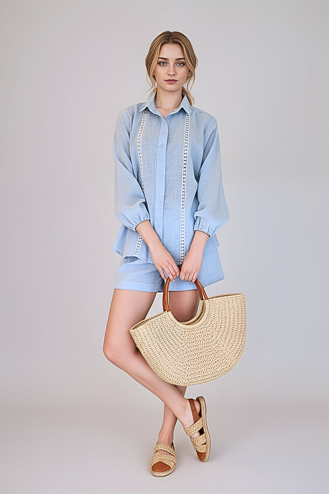 Bermuda 100% Algodão Chambrei 2 Cores