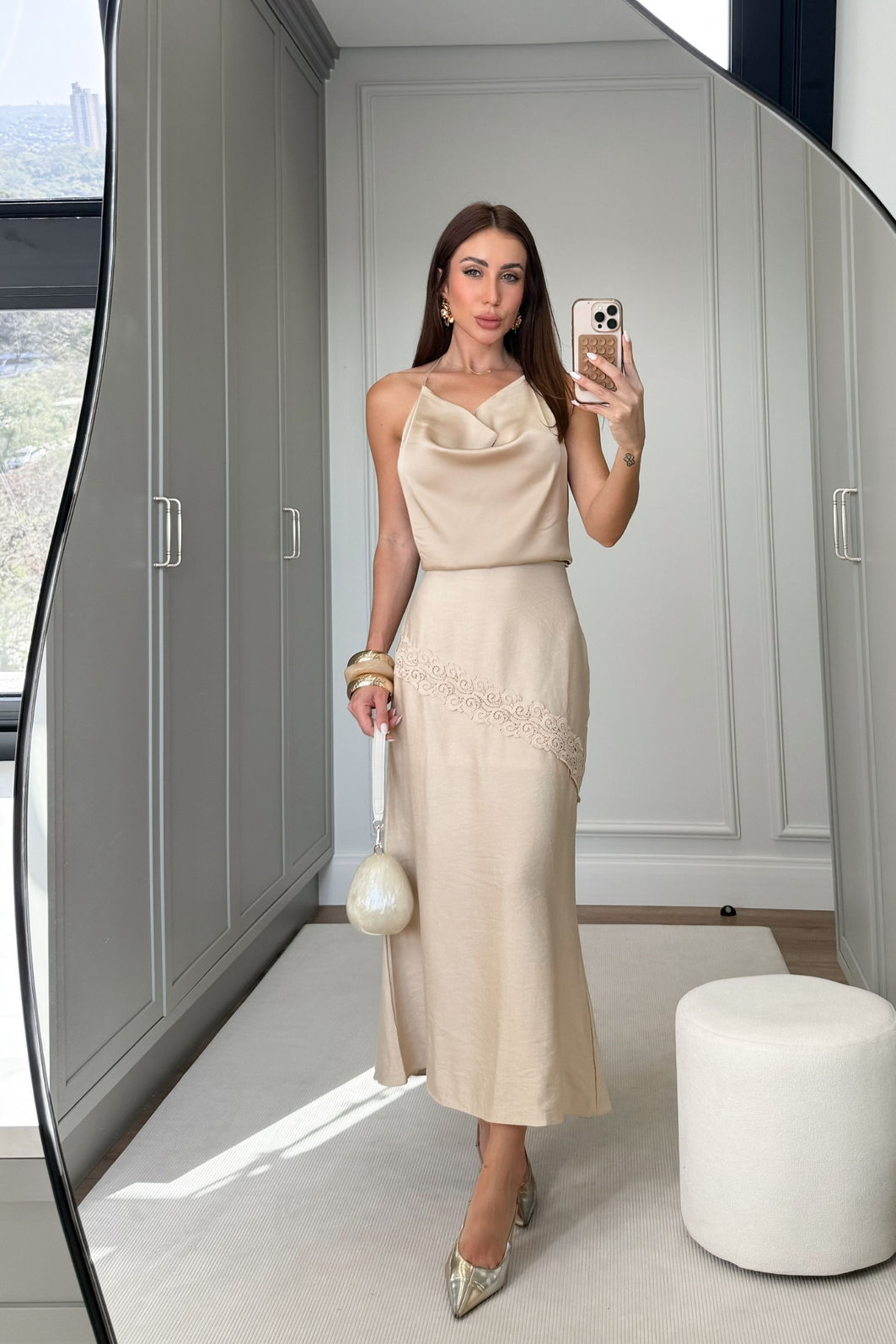 Blusa Degagê Acetinada Amarração 3 Cores Blusa Degagê Acetinada Amarração 3 Cores