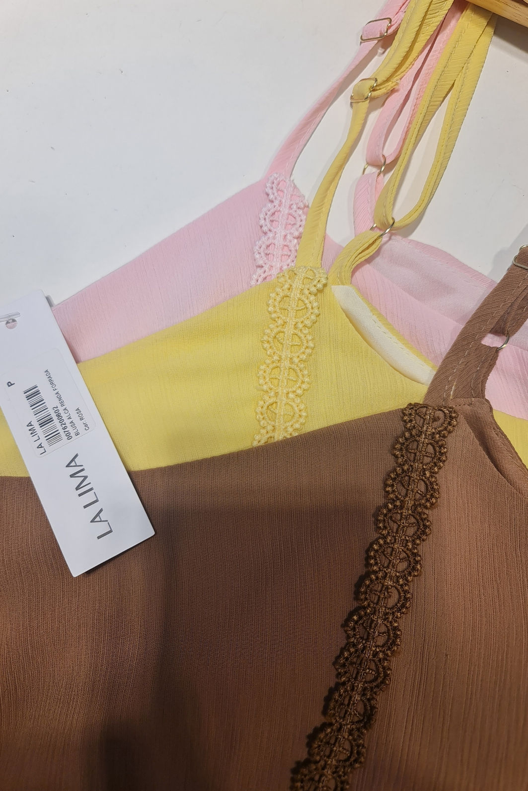 Blusa de Alça com Renda Chiffon Forrada 3 Cores