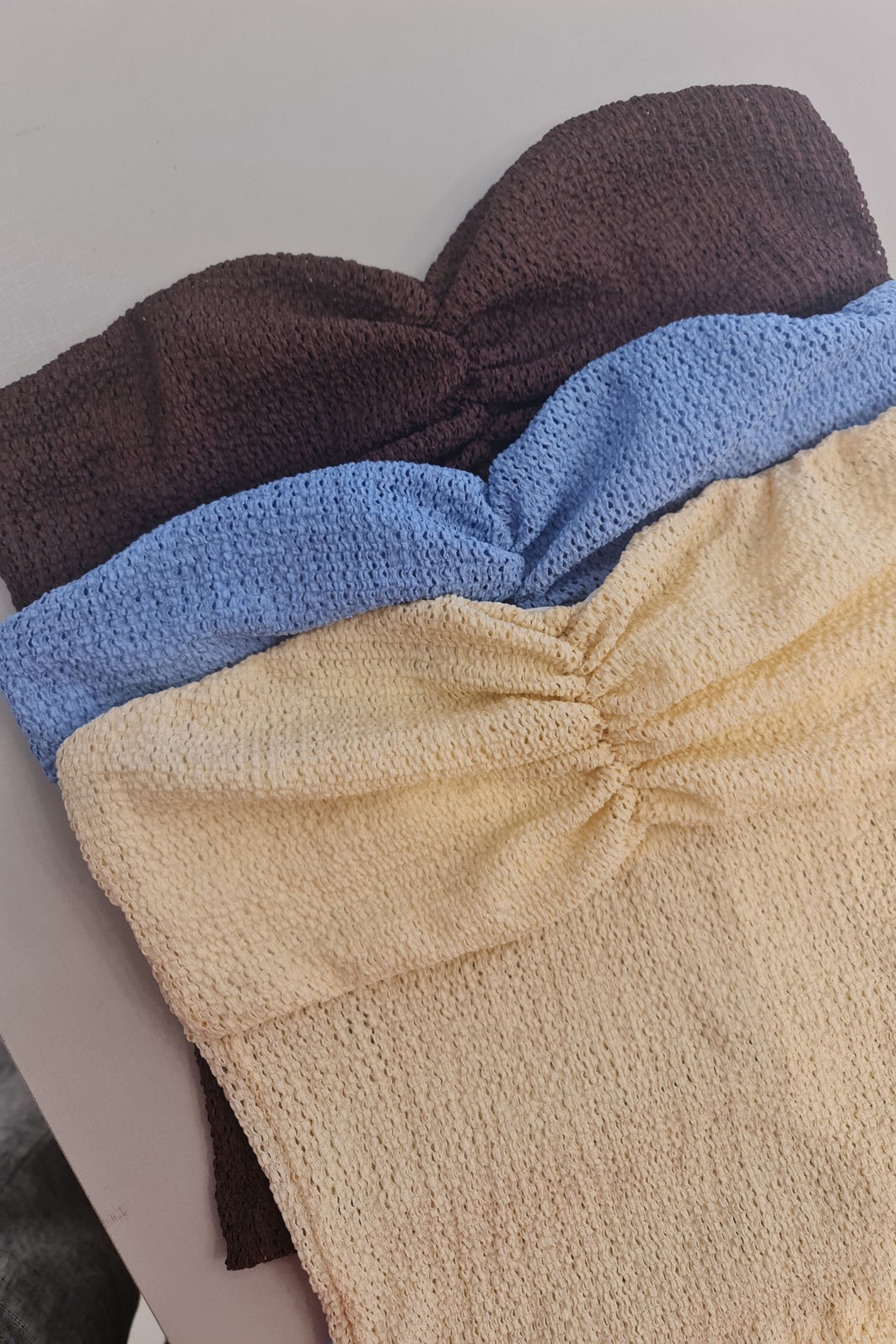 Tomara que Caia Franzida Malha Trabalhada 3 Cores Tomara que Caia Franzida Malha Trabalhada 3 Cores