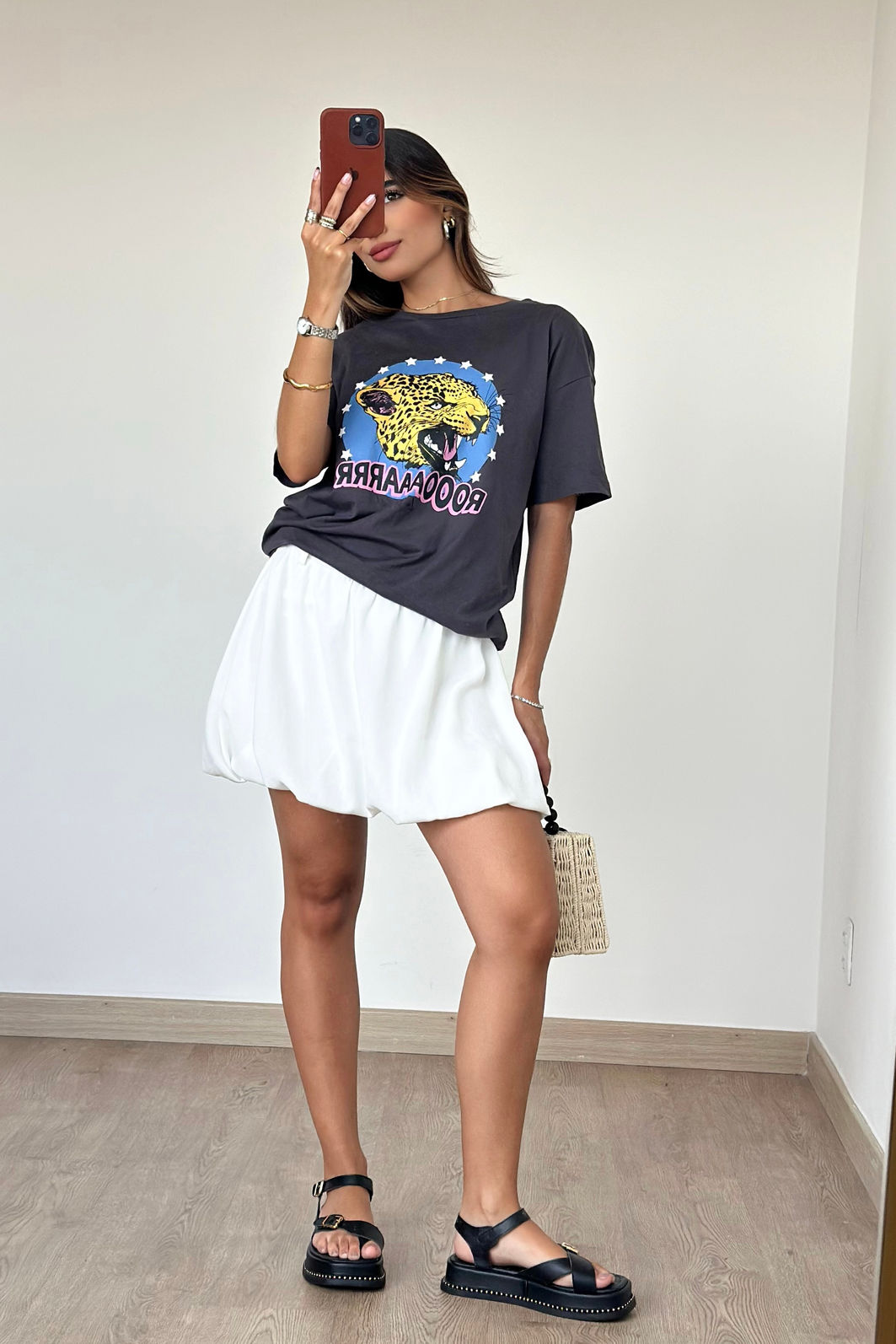 Saia Balonê de Crepe com Passantes 3 cores