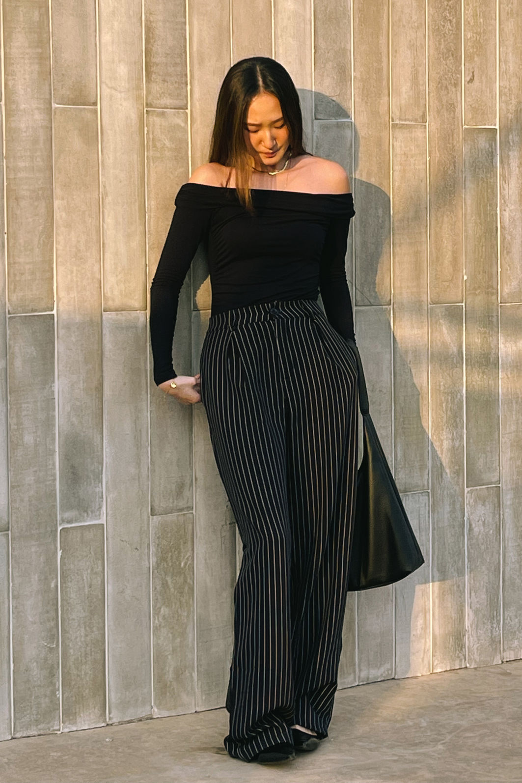 Calça Pantalona Listra Risca de Giz Calça Pantalona Listra Risca de Giz