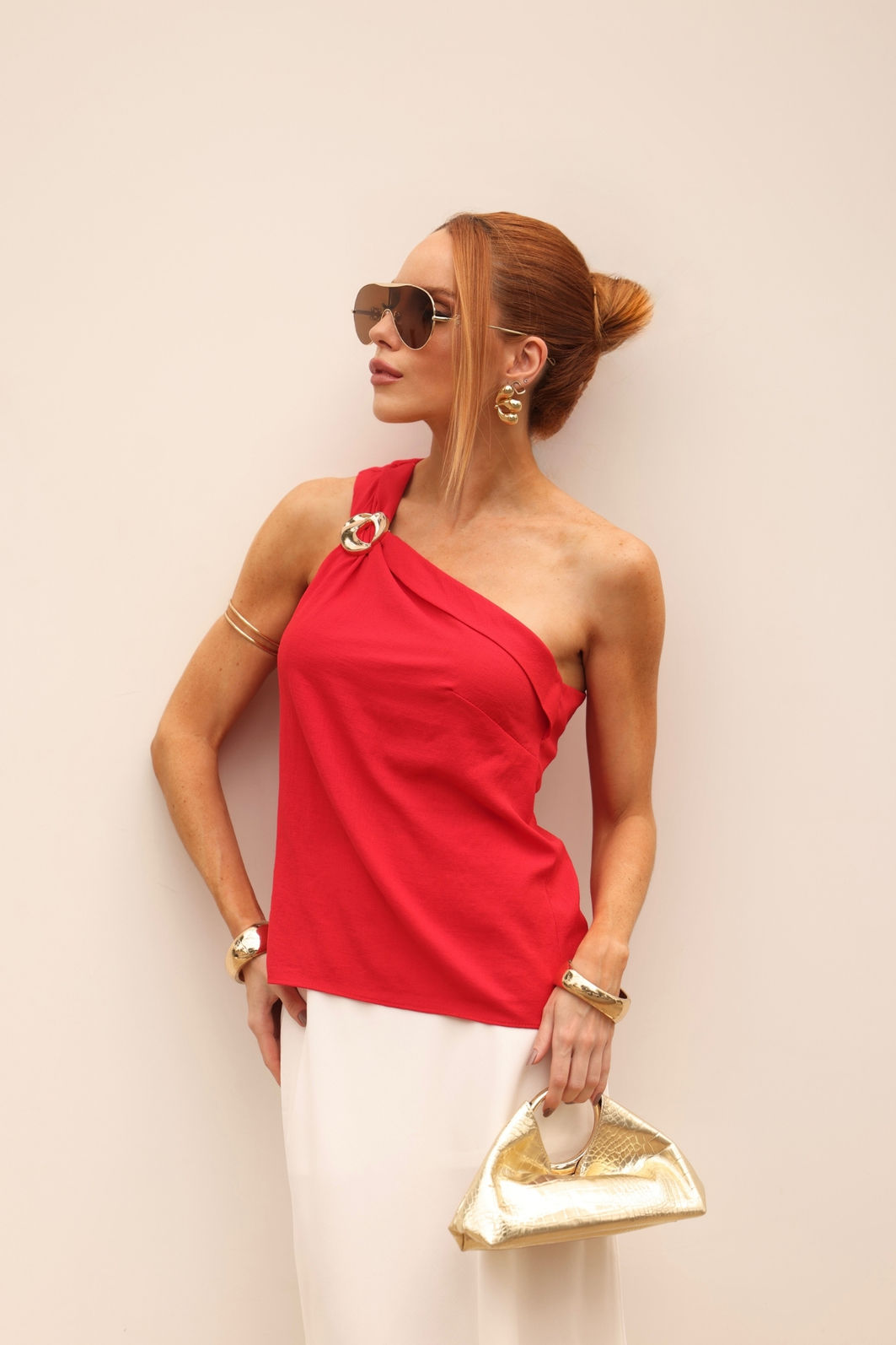 Blusa 1 Ombro Fivela Karen 2 Cores