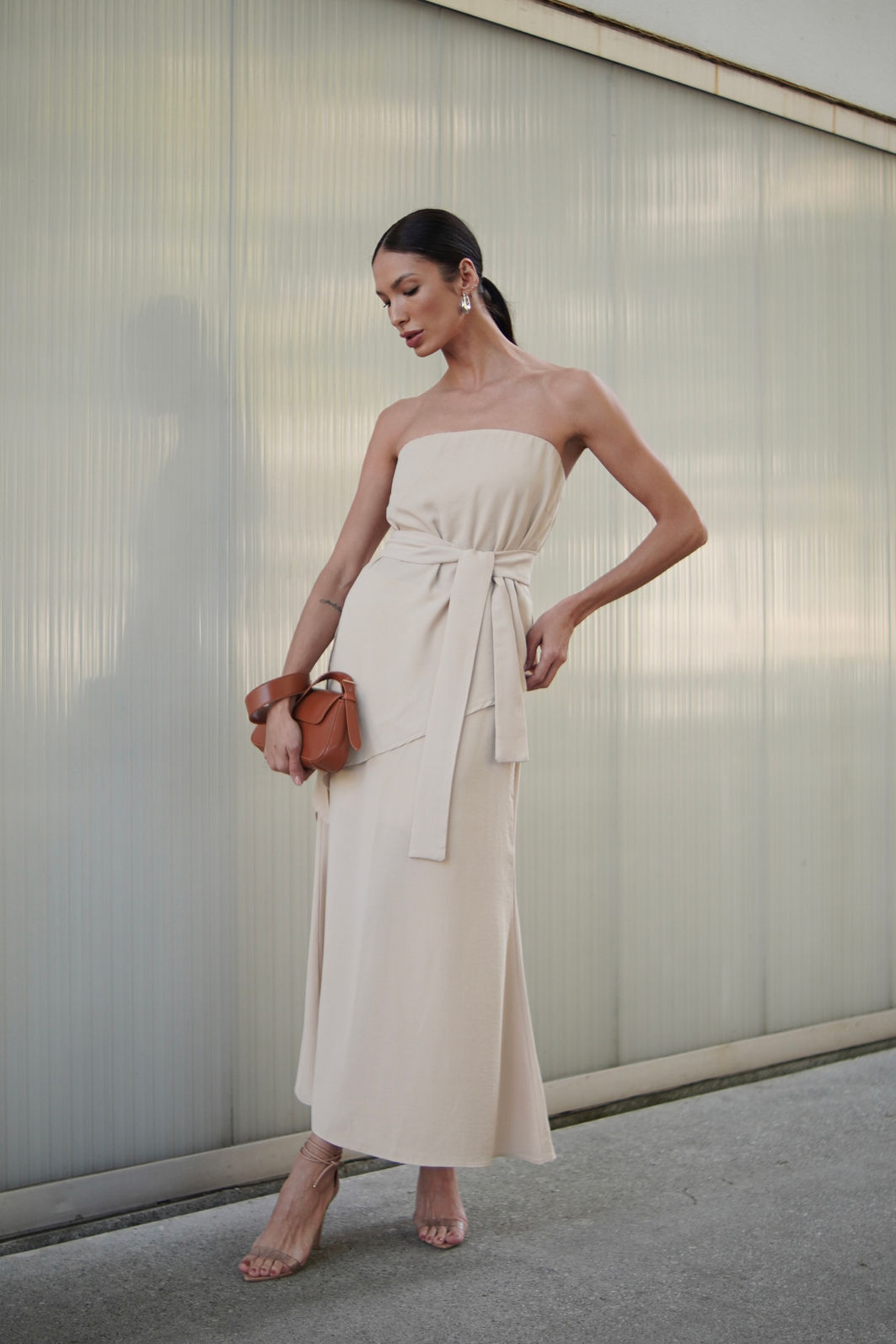 Saia Crepe Grosso Longa Evasê 3 Cores