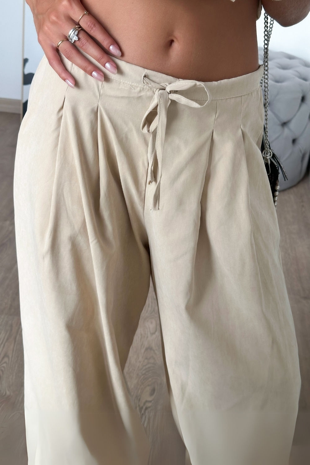 Calça Pantalona Fluida Cintura Ajustável 3 Cores Calça Pantalona Fluida Cintura Ajustável 3 Cores