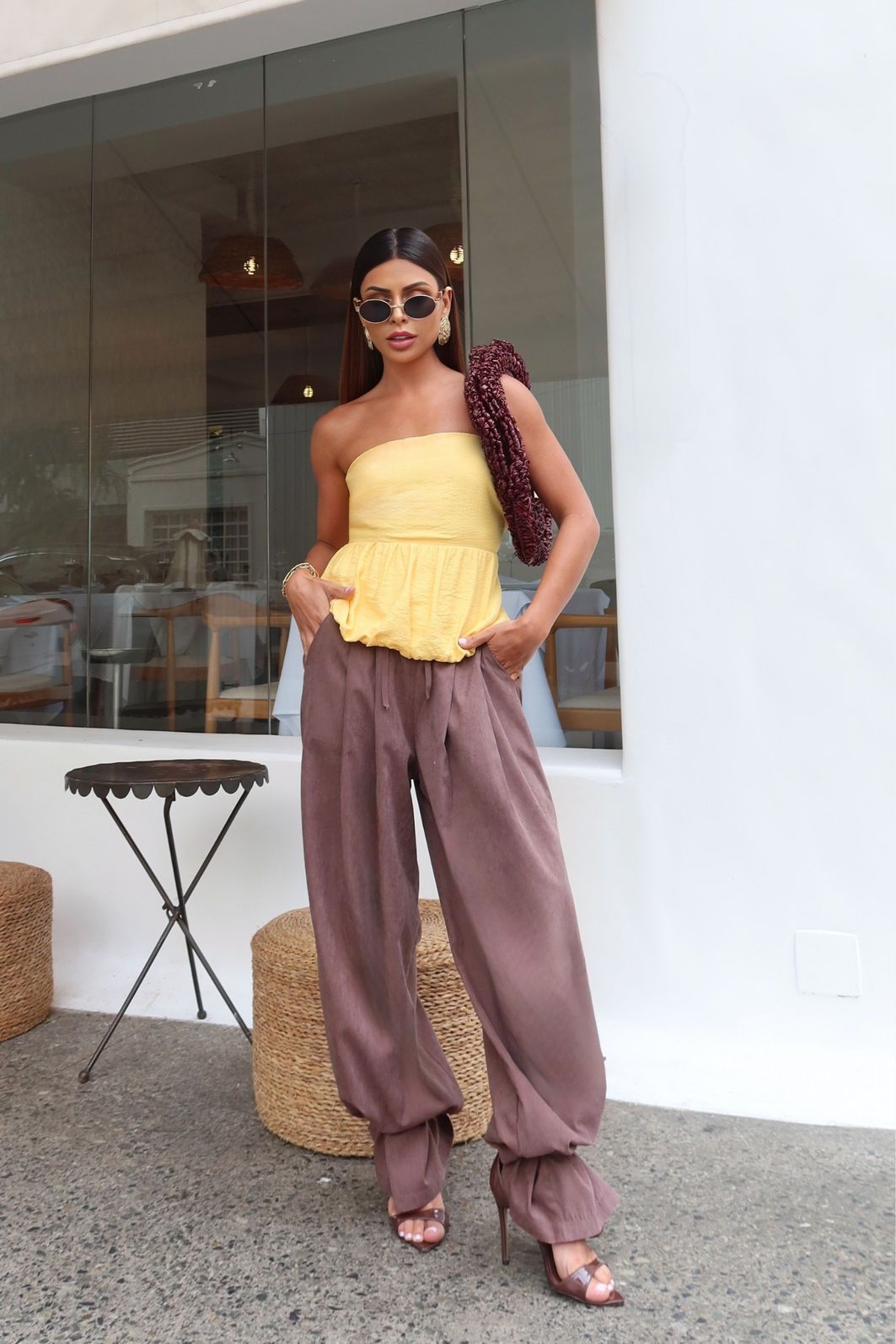 Calça Pantalona Fluida Cintura Ajustável 3 Cores Calça Pantalona Fluida Cintura Ajustável 3 Cores