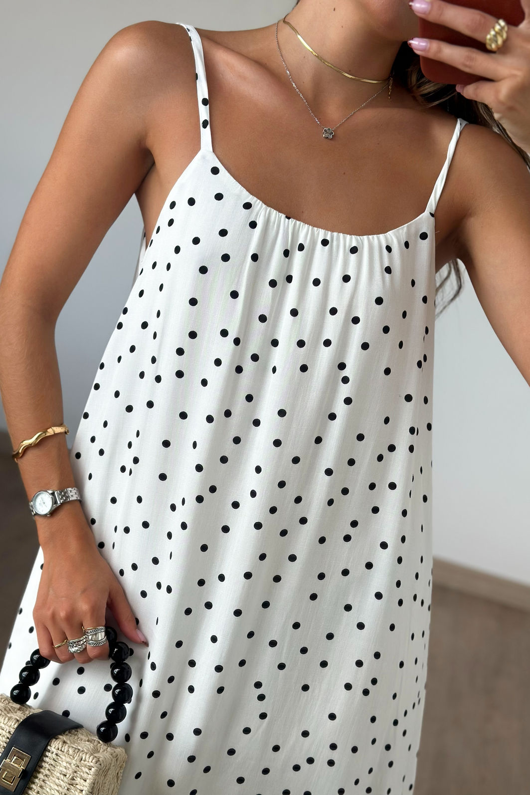 Vestido Poá Midi babado Soltinho 3 Cores Vestido Poá Midi babado Soltinho 3 Cores