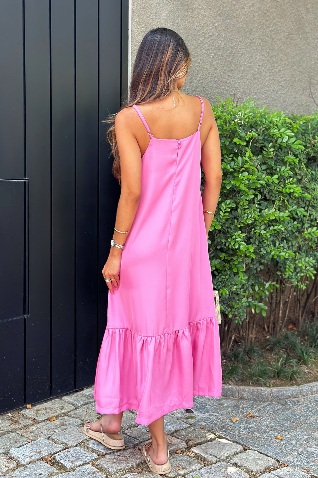 Vestido Liso Decote Reto Amplo 4 Cores