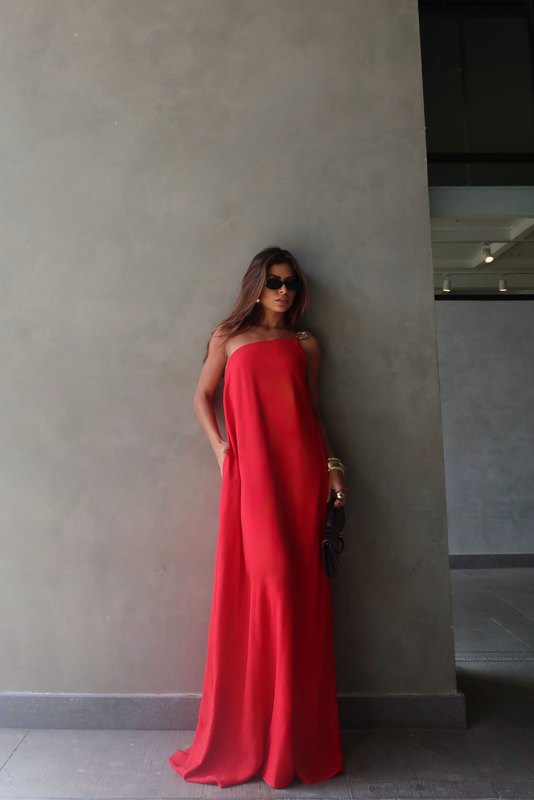 Vestido Gold Aura 1 Ombro 2 Cores Vestido Gold Aura 1 Ombro 2 Cores