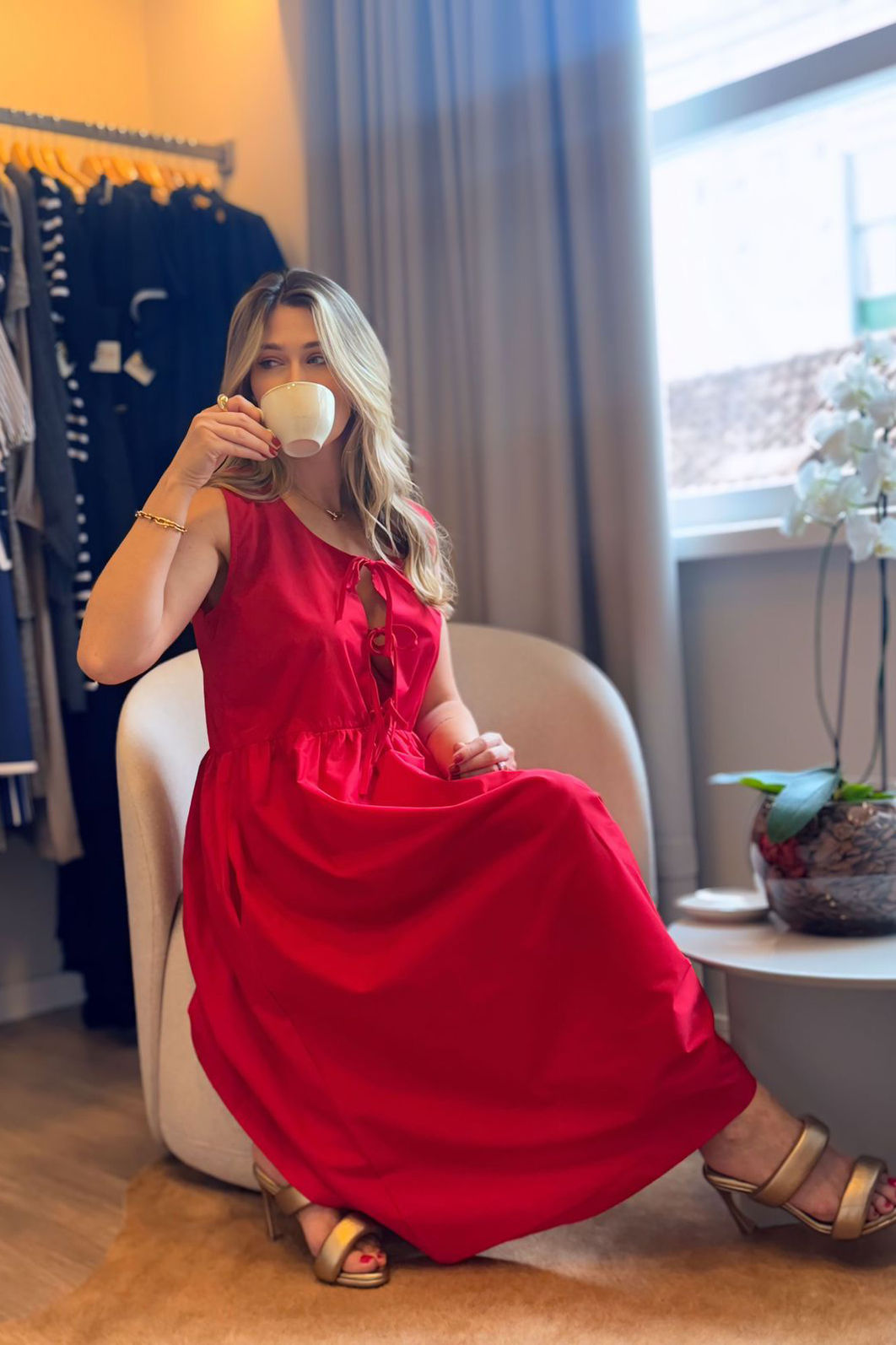 Vestido Lacinhos Tricoline Amplo 3 Cores