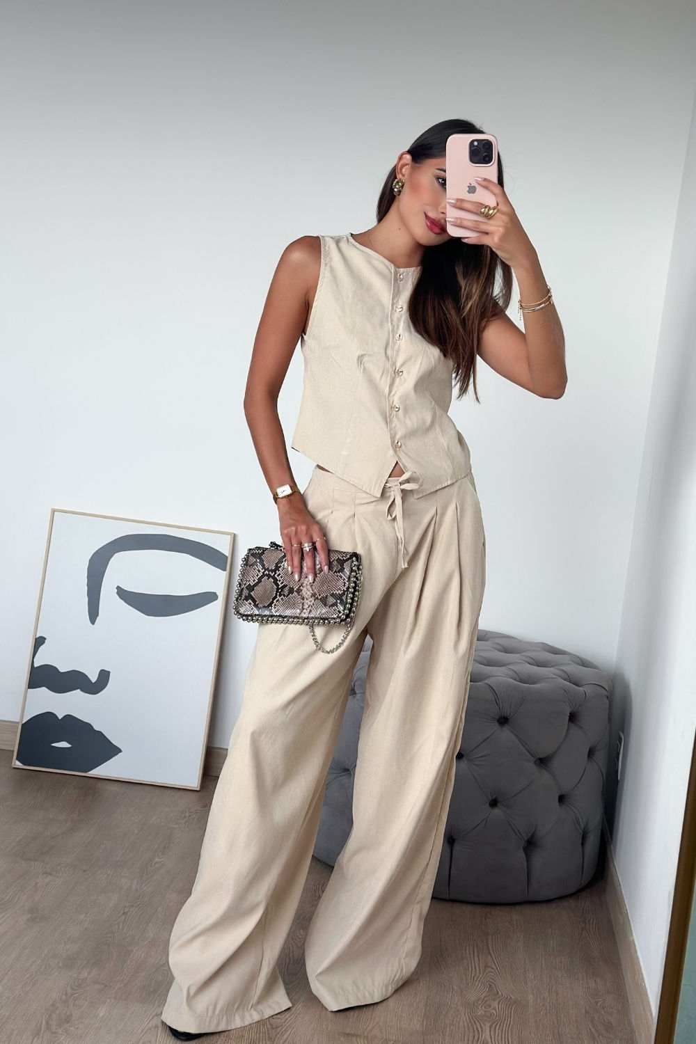 Calça Pantalona Fluida Cintura Ajustável 3 Cores Calça Pantalona Fluida Cintura Ajustável 3 Cores