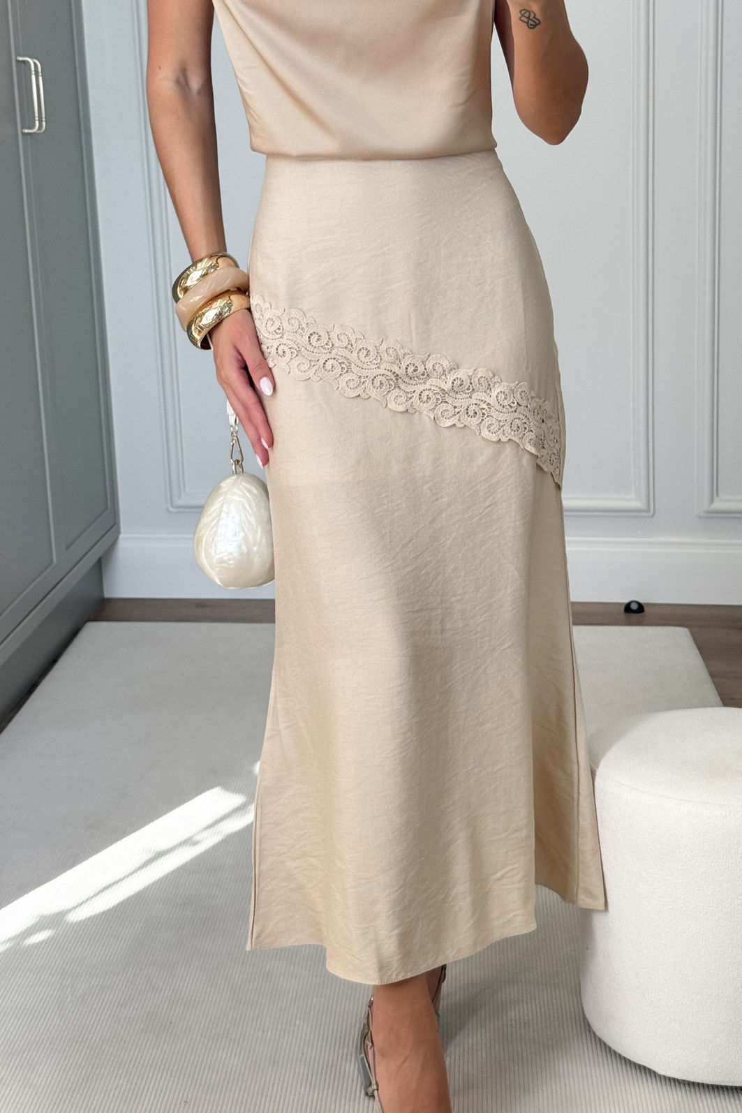 Saia Sereia Longa com Renda Floral 3 Cores