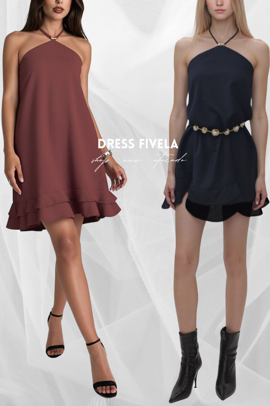 Vestido Marrant com Fivela 2 Cores Vestido Marrant com Fivela 2 Cores