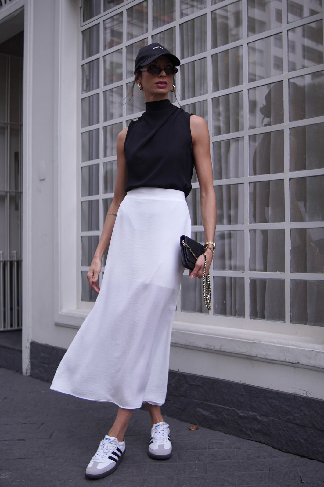 Saia Crepe Grosso Longa Evasê 3 Cores