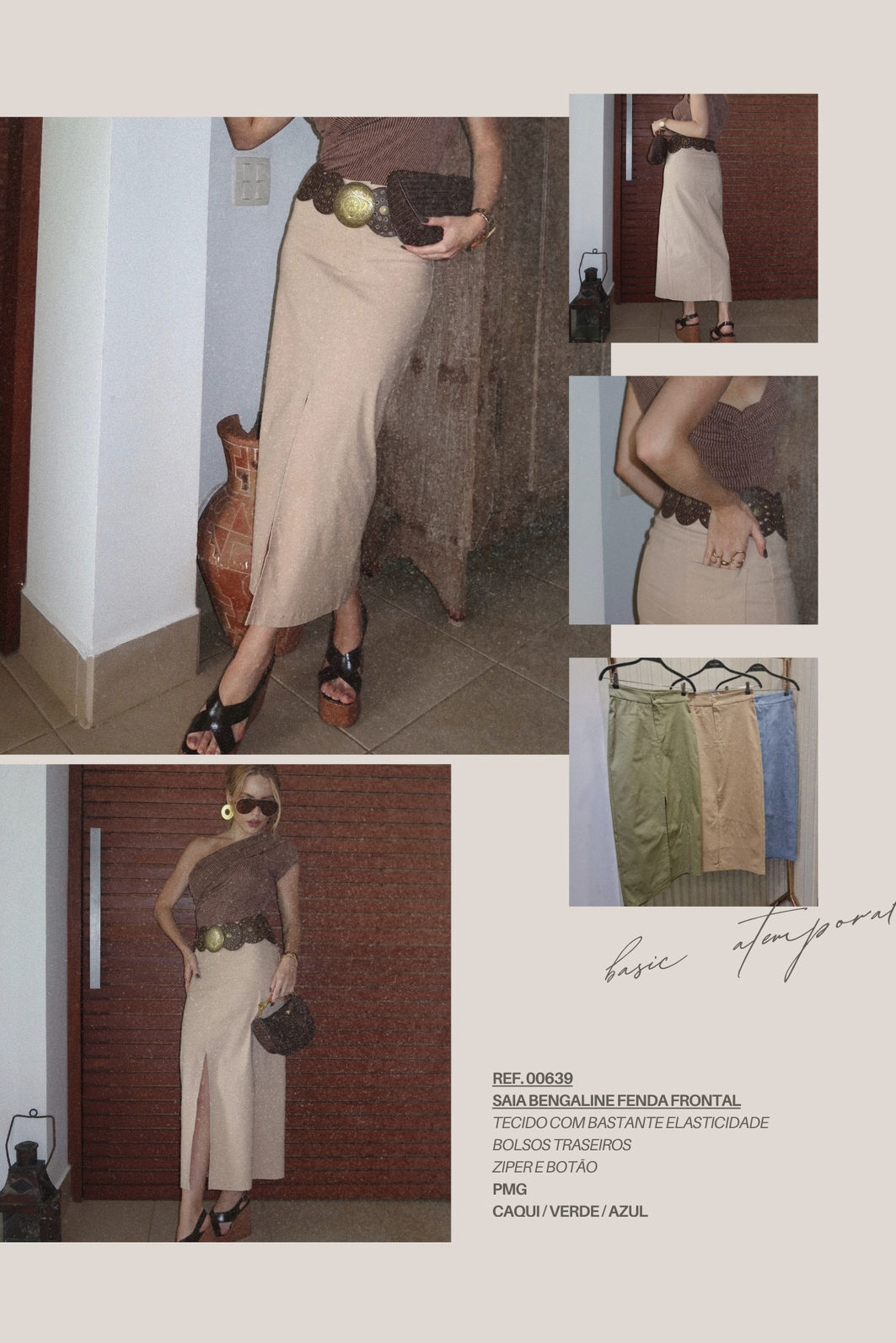 Saia em Bengaline com Fenda Frontal 3 Cores