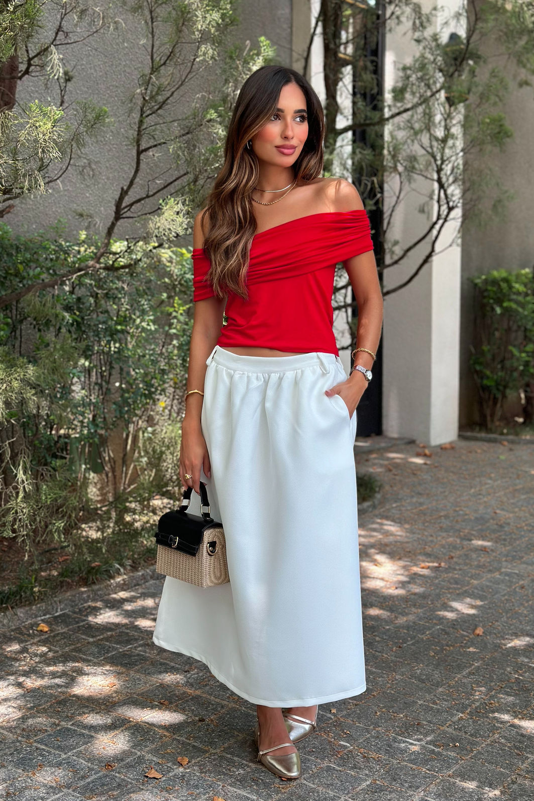 Blusa Ombro a Ombro Fivela 5 Cores Blusa Ombro a Ombro Fivela 5 Cores