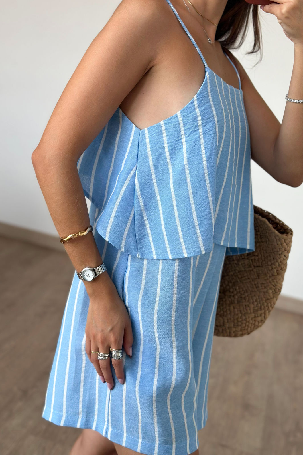 Macaquinho Listrado Crepe Linho 2 Cores