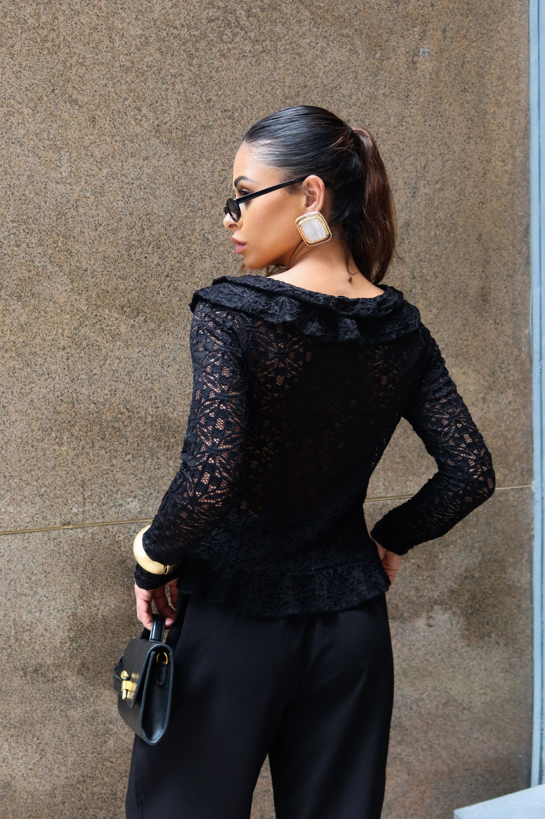 Blusa Babados Renda Boho Manga Longa 2 Cores