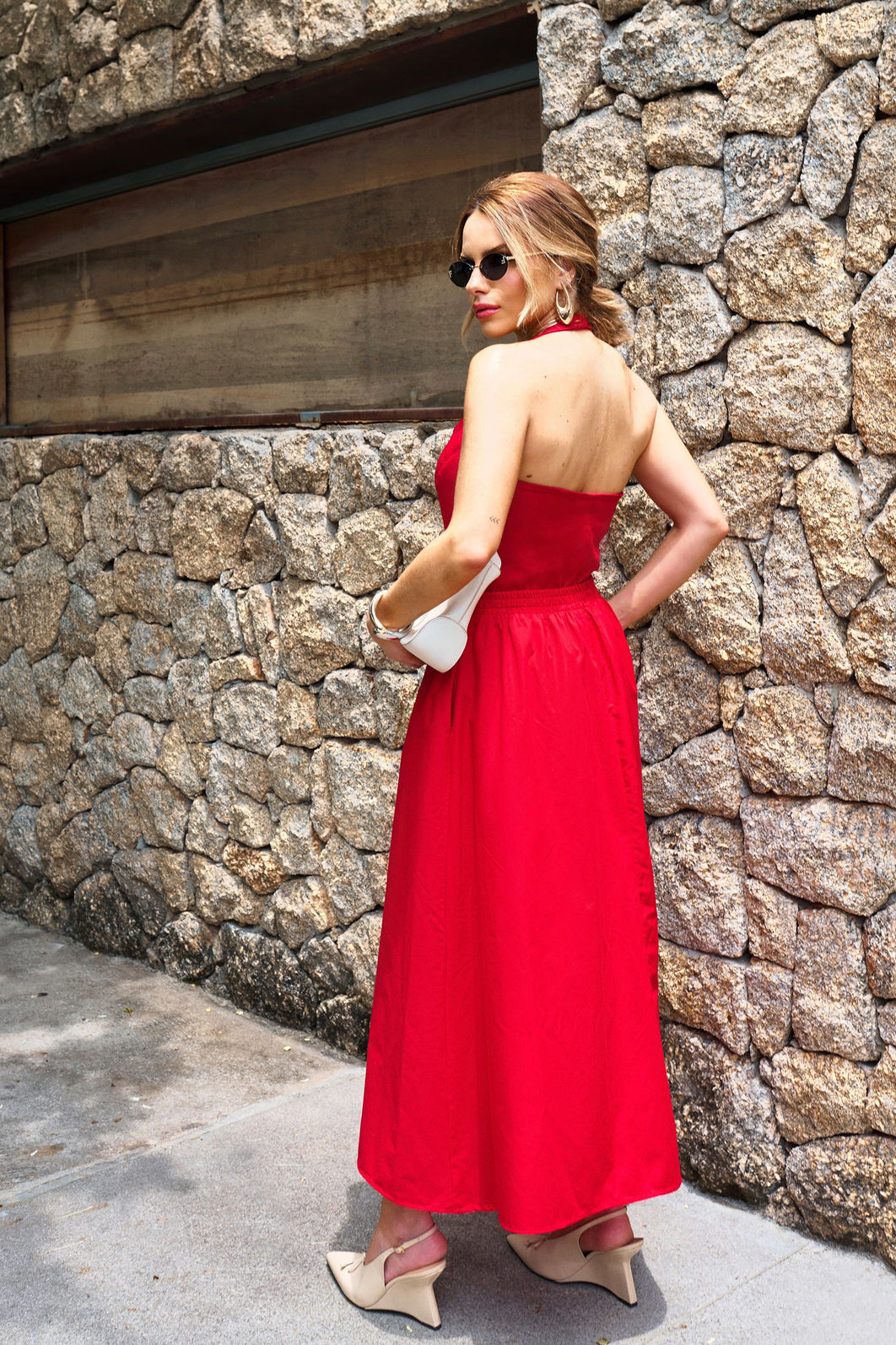 Saia Midi Longa Tricoline com Bolsos 3 Cores Saia Midi Longa Tricoline com Bolsos 3 Cores