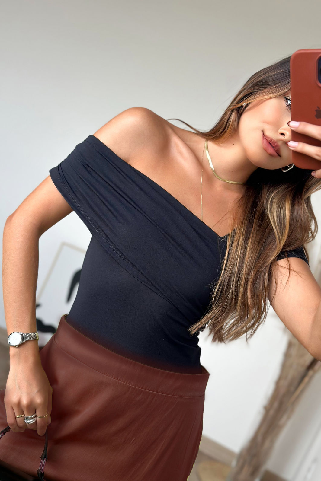 Blusa Assimétrica Drapeada em Malha Piquet  3 Cores