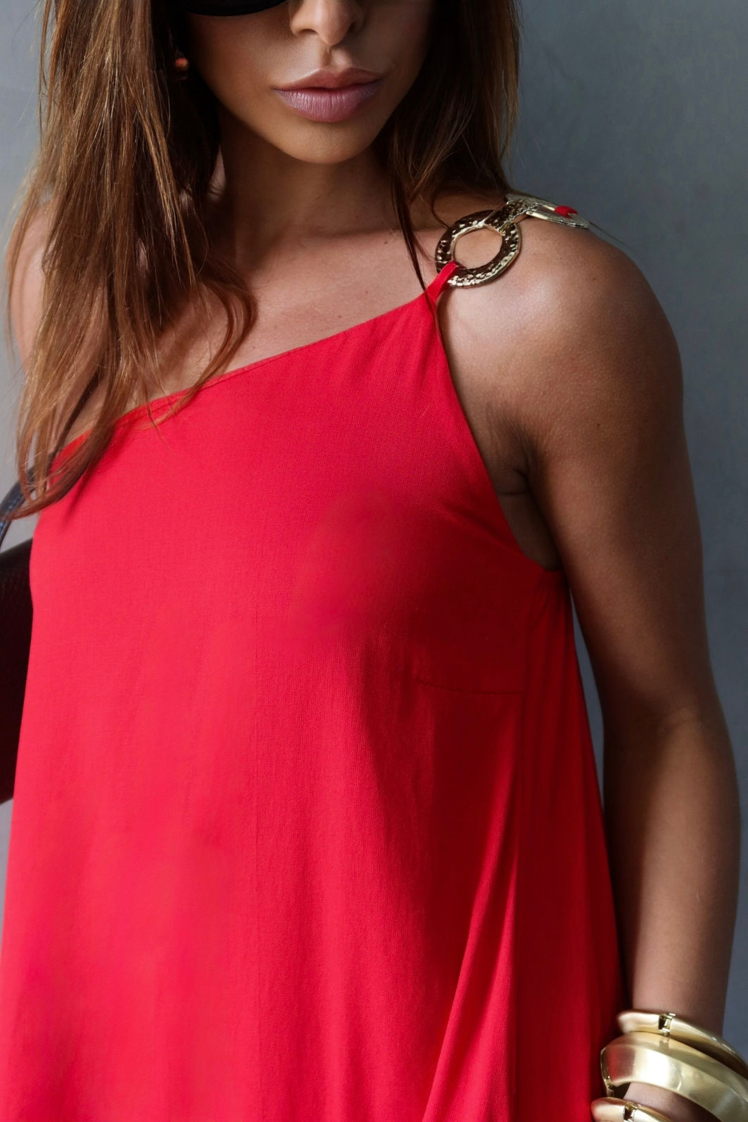 Vestido Gold Aura 1 Ombro 2 Cores Vestido Gold Aura 1 Ombro 2 Cores