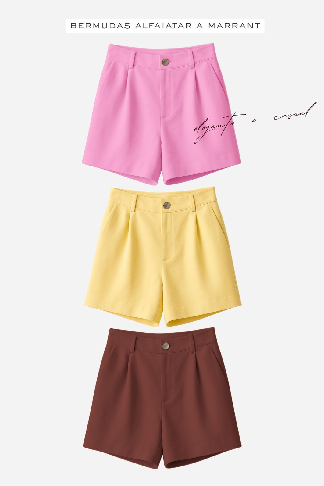 Bermuda de Alfaiataria com Bolsos 3 Cores Bermuda de Alfaiataria com Bolsos 3 Cores