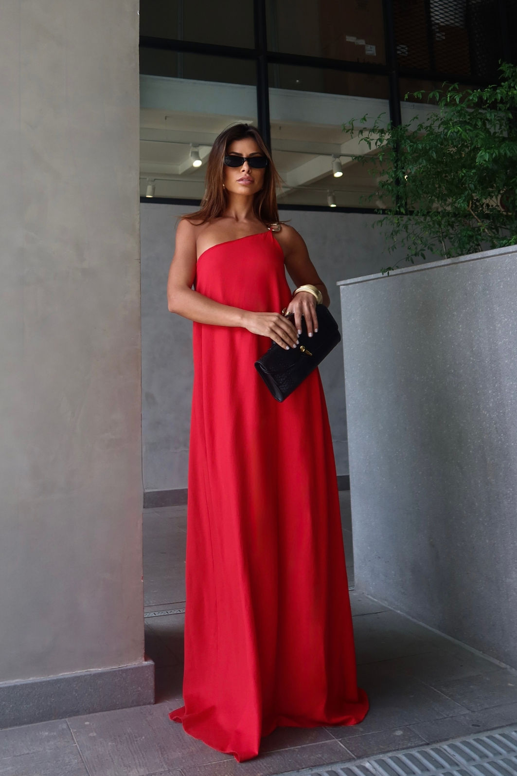 Vestido Gold Aura 1 Ombro 2 Cores Vestido Gold Aura 1 Ombro 2 Cores