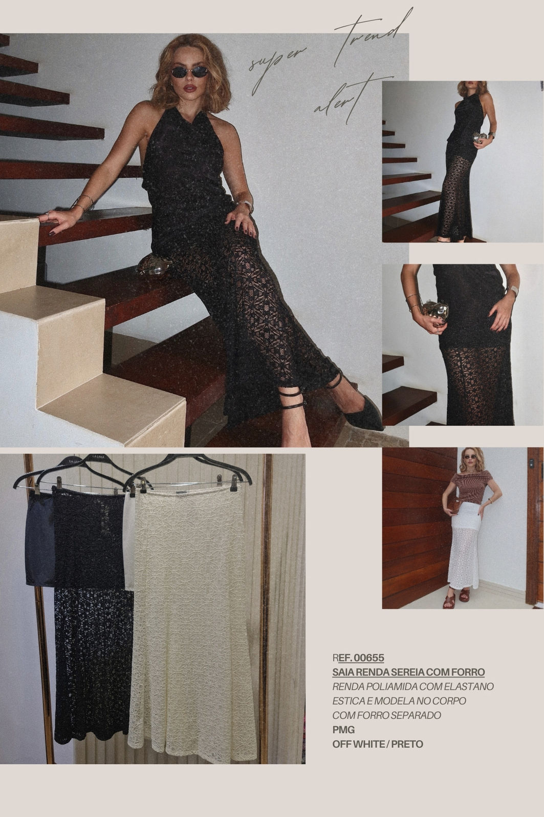 Saia Longa de Renda Sereia 2 Cores