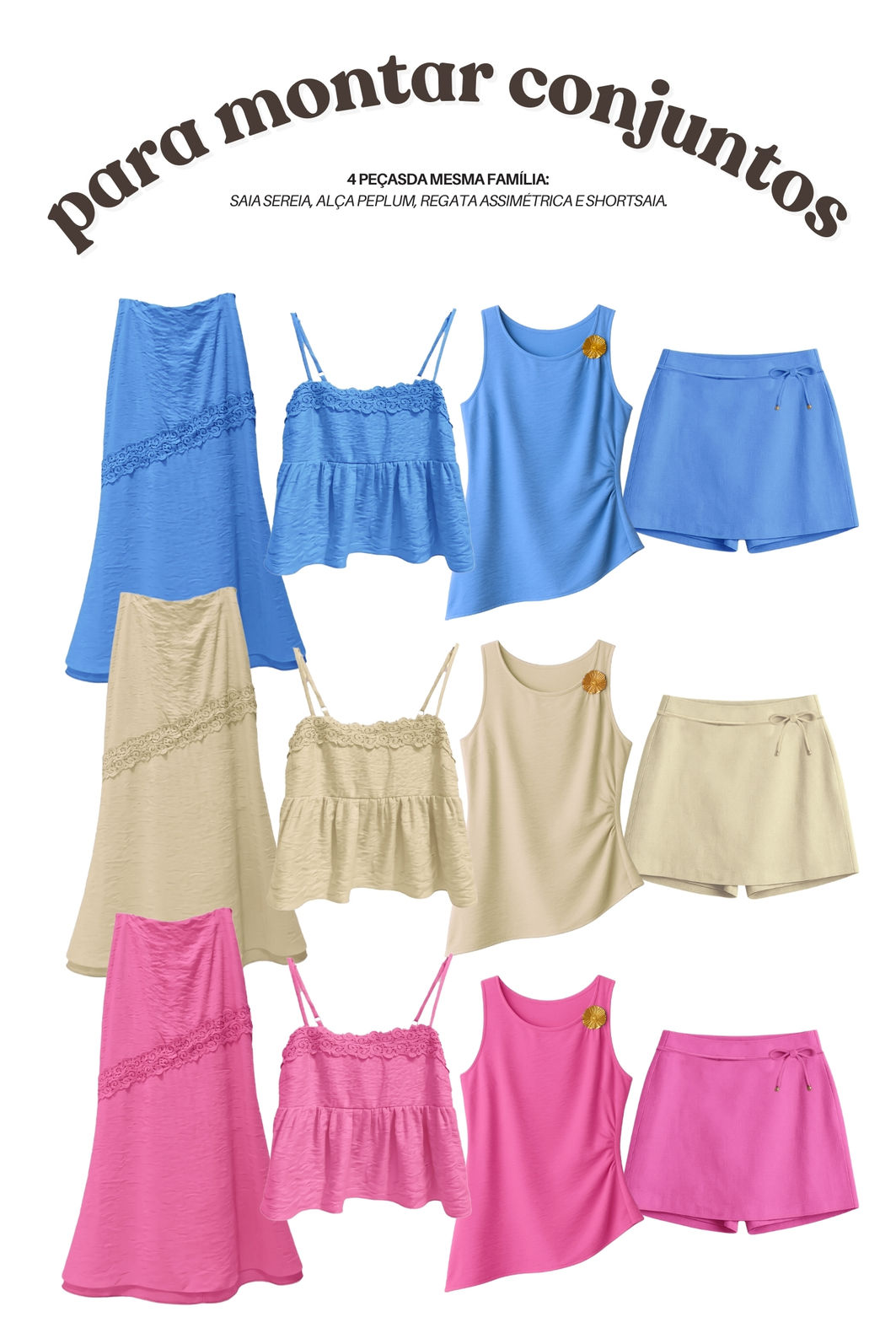 Saia Sereia Longa com Renda Floral 3 Cores