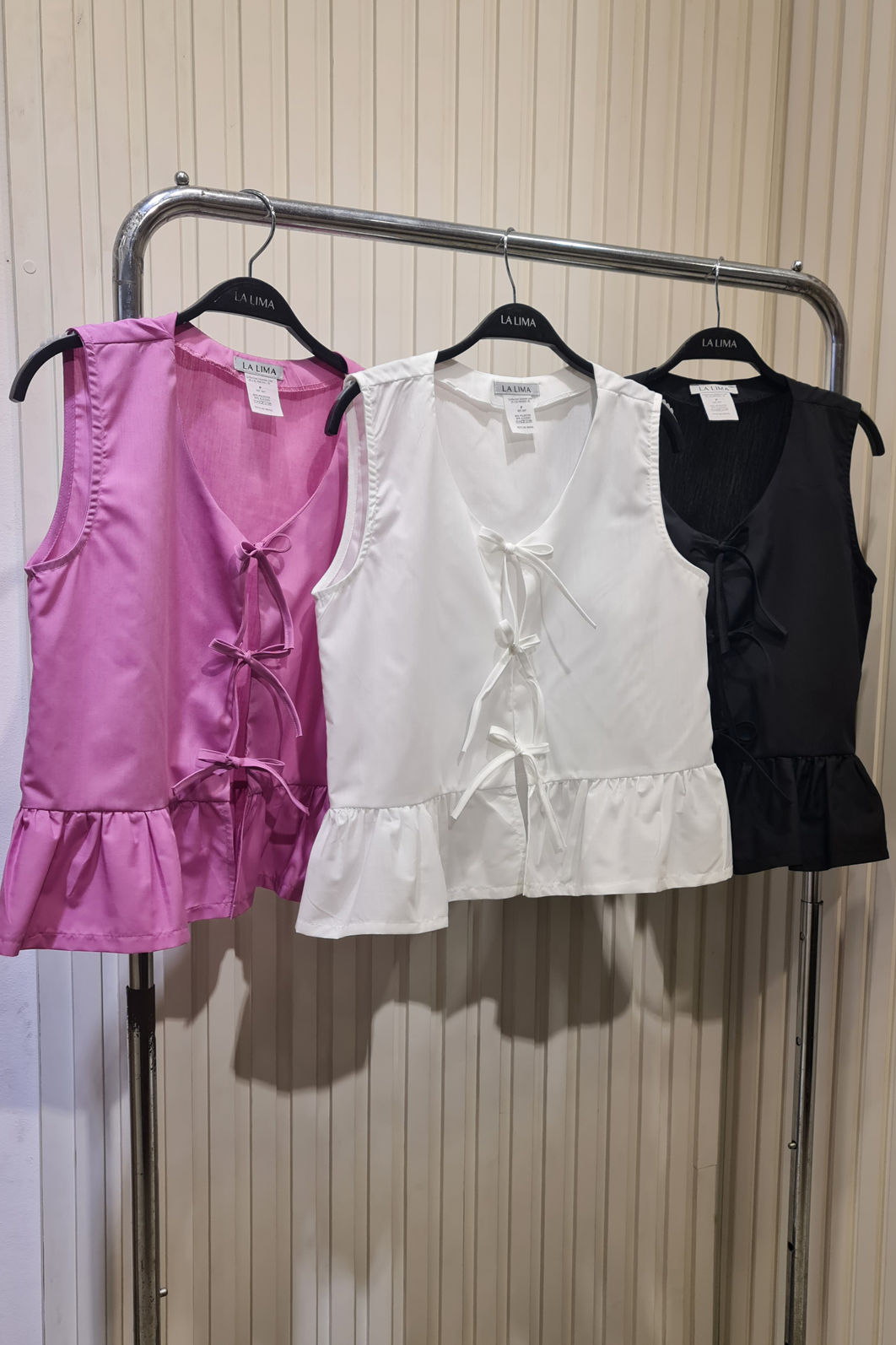 Regata  Laços e Babado Tricoline 3 cores Regata  Laços e Babado Tricoline 3 cores