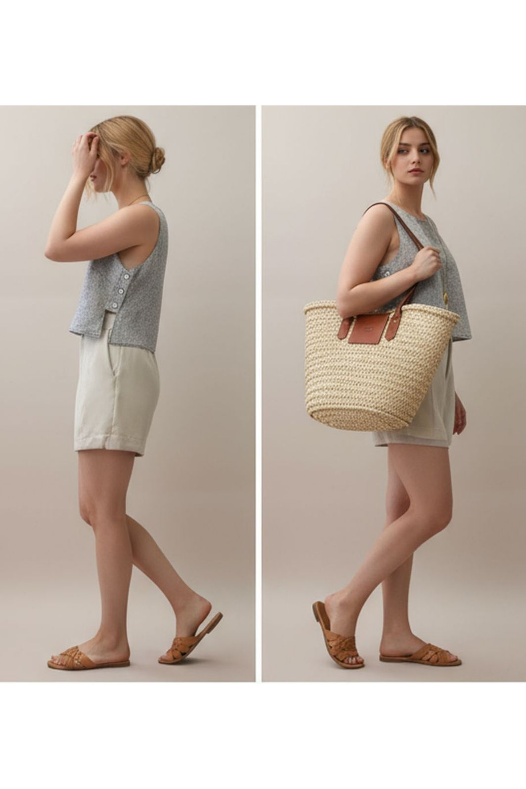 Regata Linho com Brilho com Botões 2 Cores