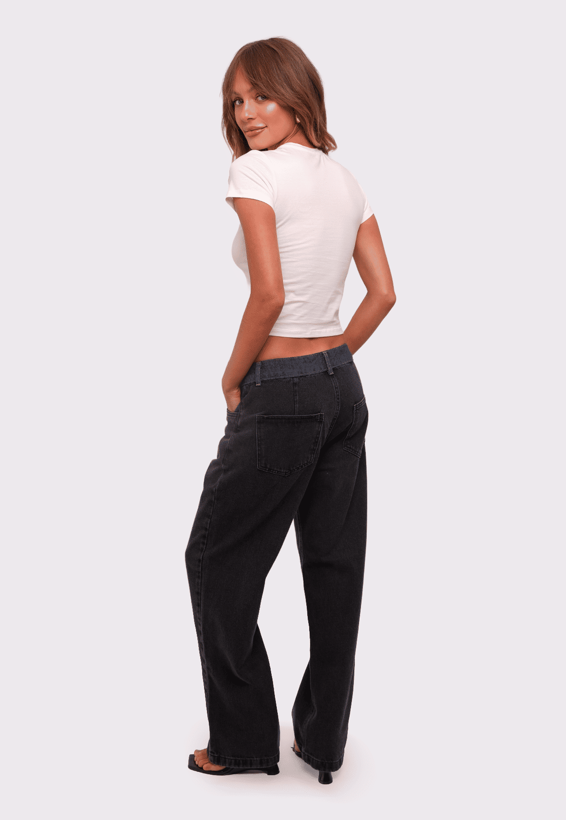 calça jeans bicolor ajustável mundo lolita